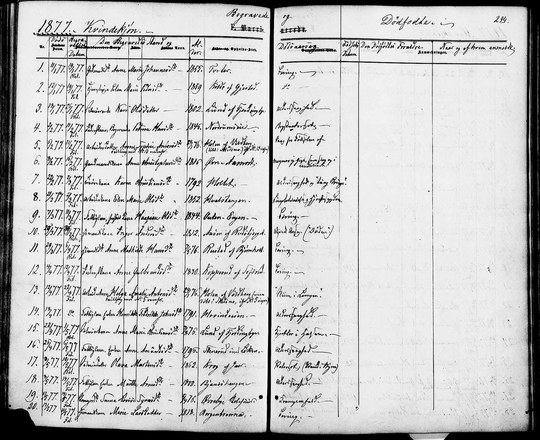 Fet prestekontor Kirkebøker, AV/SAO-A-10370a/F/Fa/L0013: Parish register (official) no. I 13, 1867-1877, p. 294