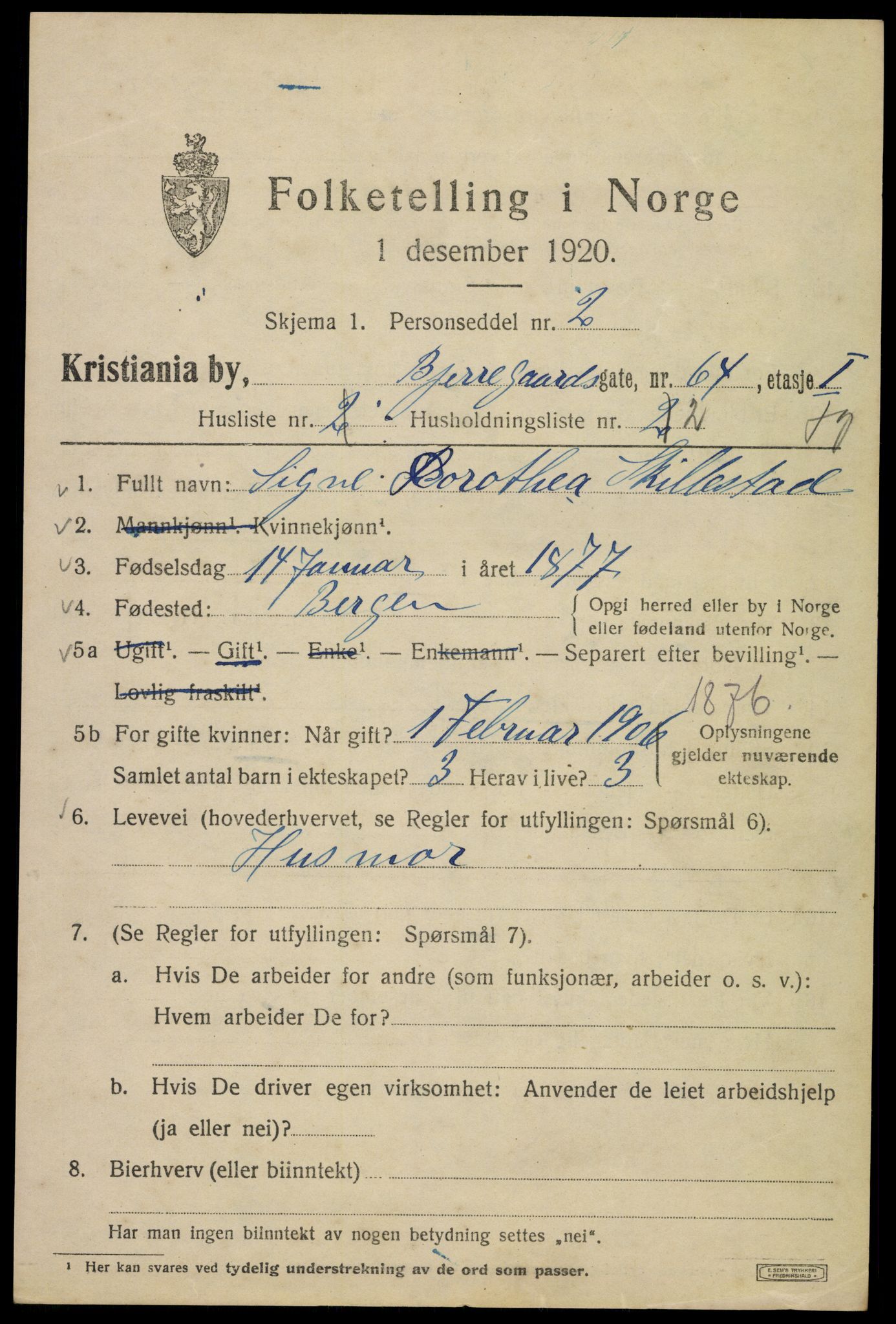 SAO, 1920 census for Kristiania, 1920, p. 161699