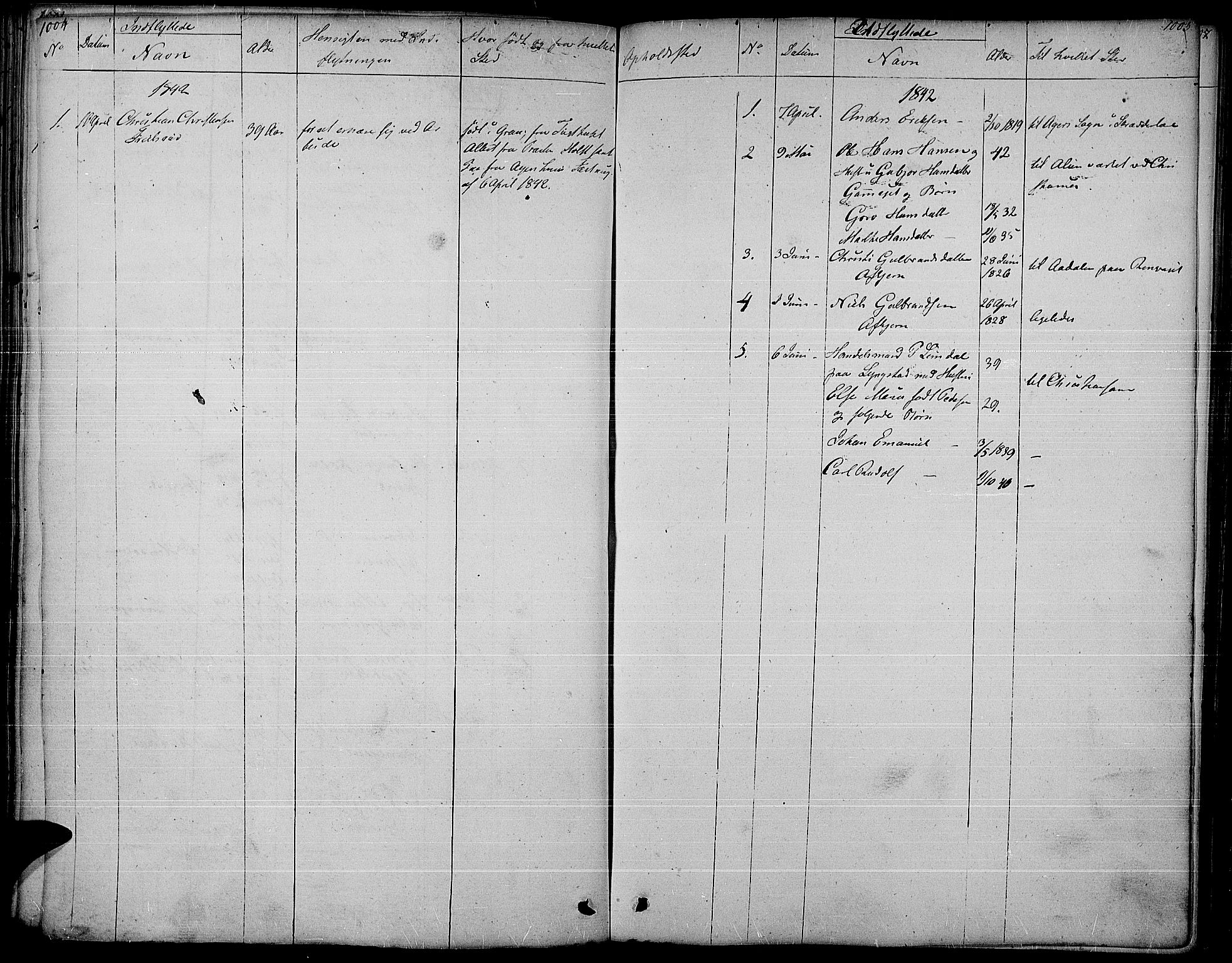 Gran prestekontor, SAH/PREST-112/H/Ha/Haa/L0010: Parish register (official) no. 10, 1824-1842, p. 1004-1005