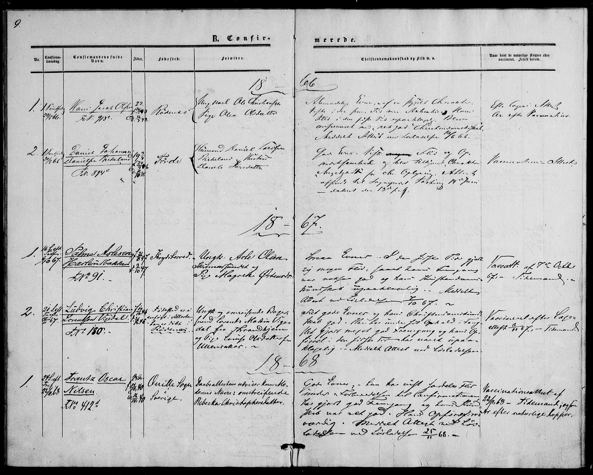 Botsfengslet prestekontor kirkebøker, SAO/A-11688a: Parish register (official) no. 1, 1853-1880, p. 9