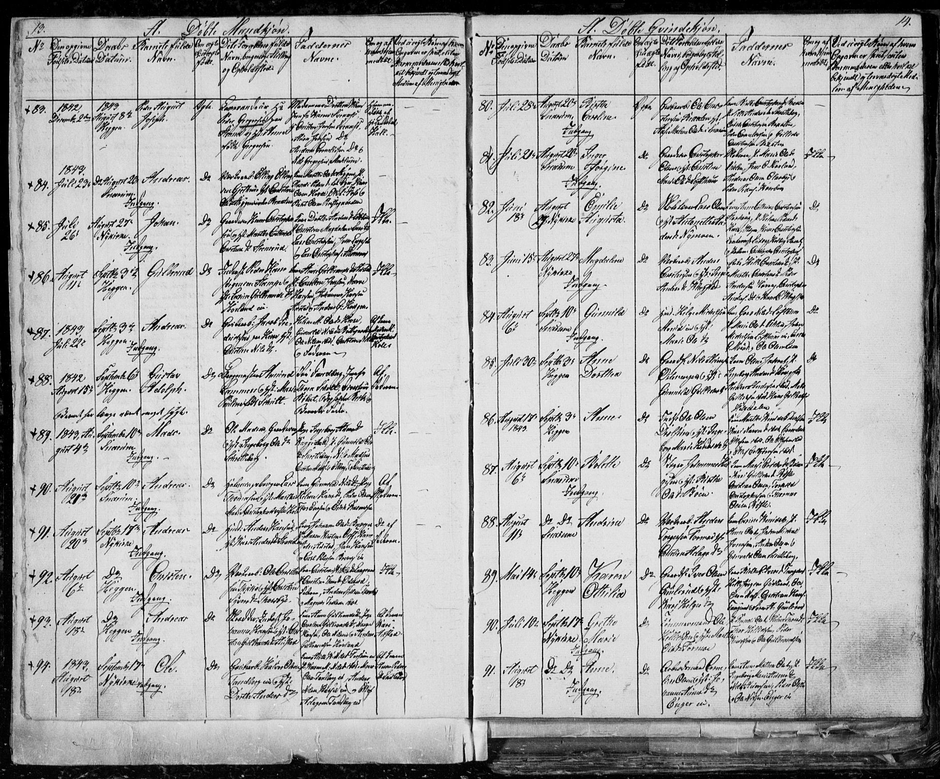 Modum kirkebøker, AV/SAKO-A-234/G/Ga/L0004: Parish register (copy) no. I 4, 1843-1846, p. 13-14