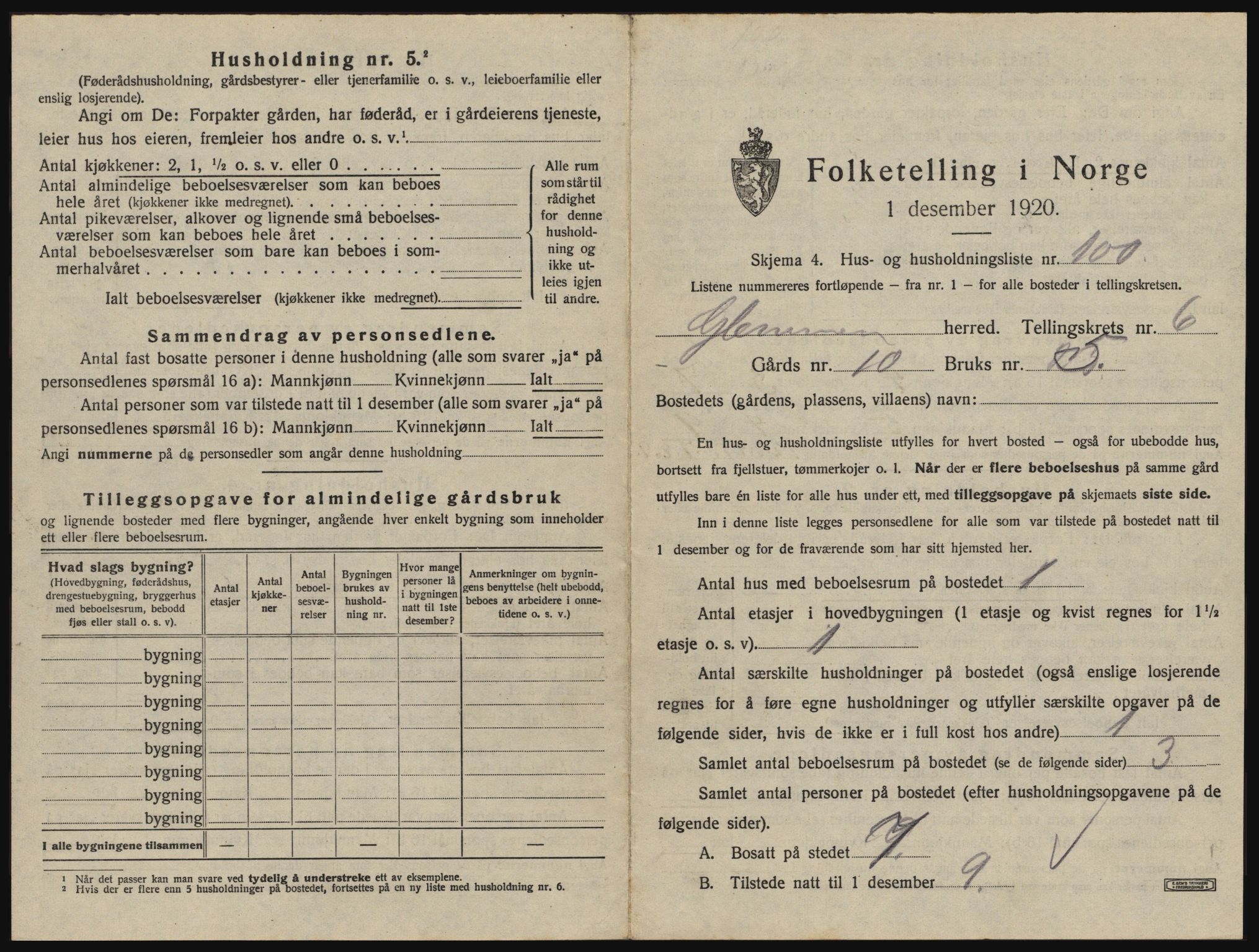 SAO, 1920 census for Glemmen, 1920, p. 2699