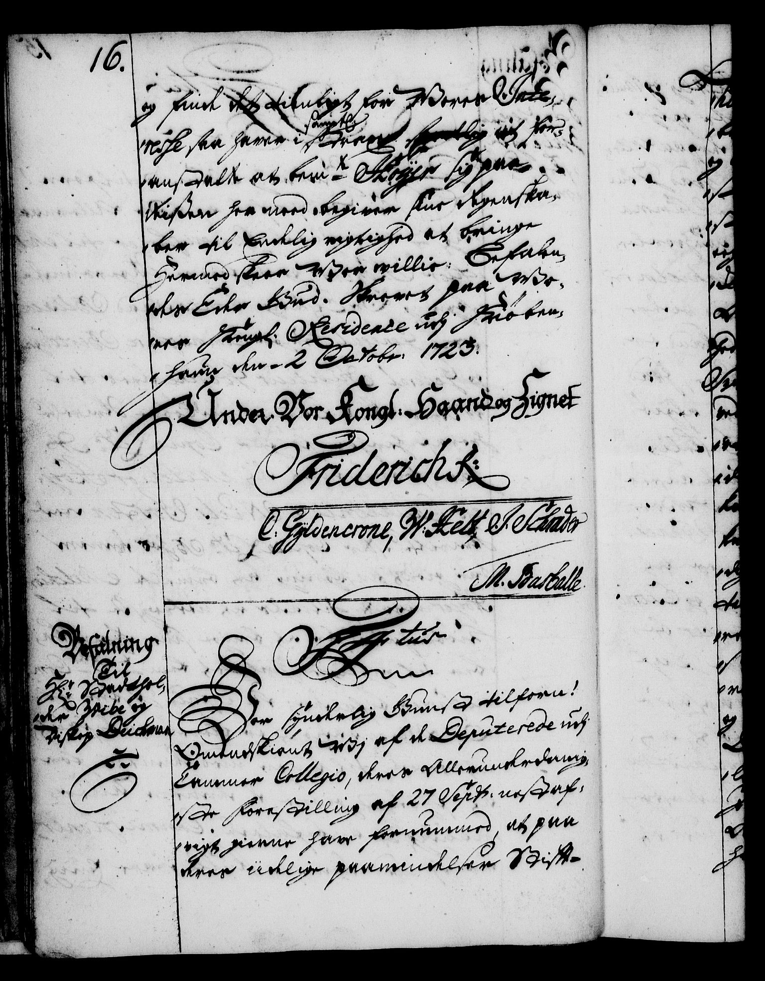 Rentekammeret, Kammerkanselliet, RA/EA-3111/G/Gg/Gga/L0002: Norsk ekspedisjonsprotokoll med register (merket RK 53.2), 1723-1727, p. 16