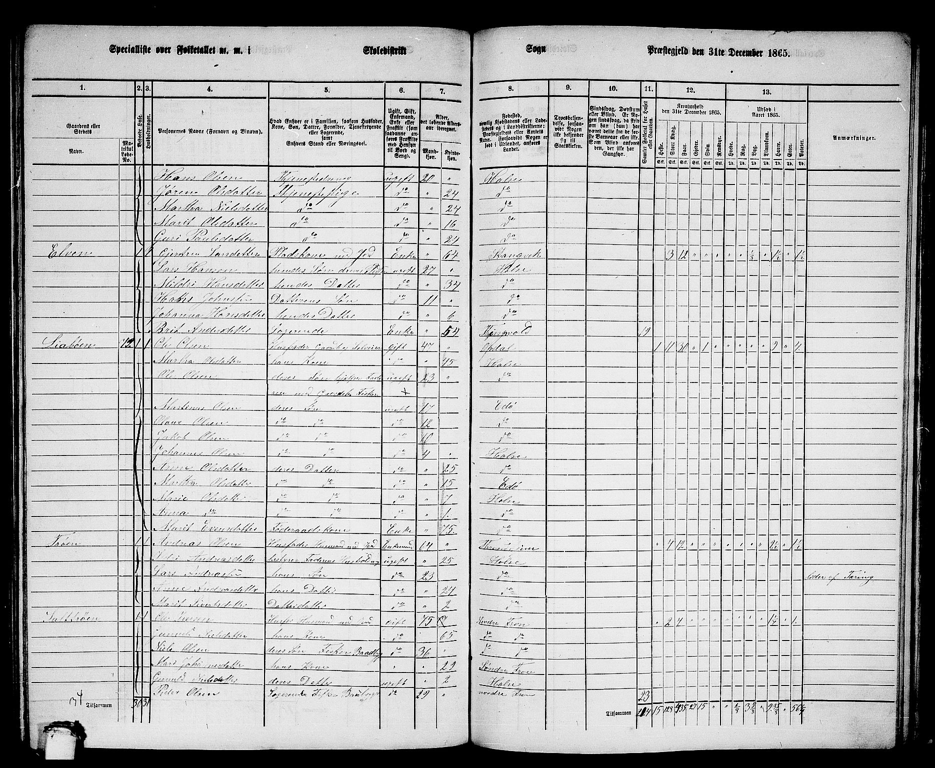 RA, 1865 census for Stangvik, 1865, p. 148