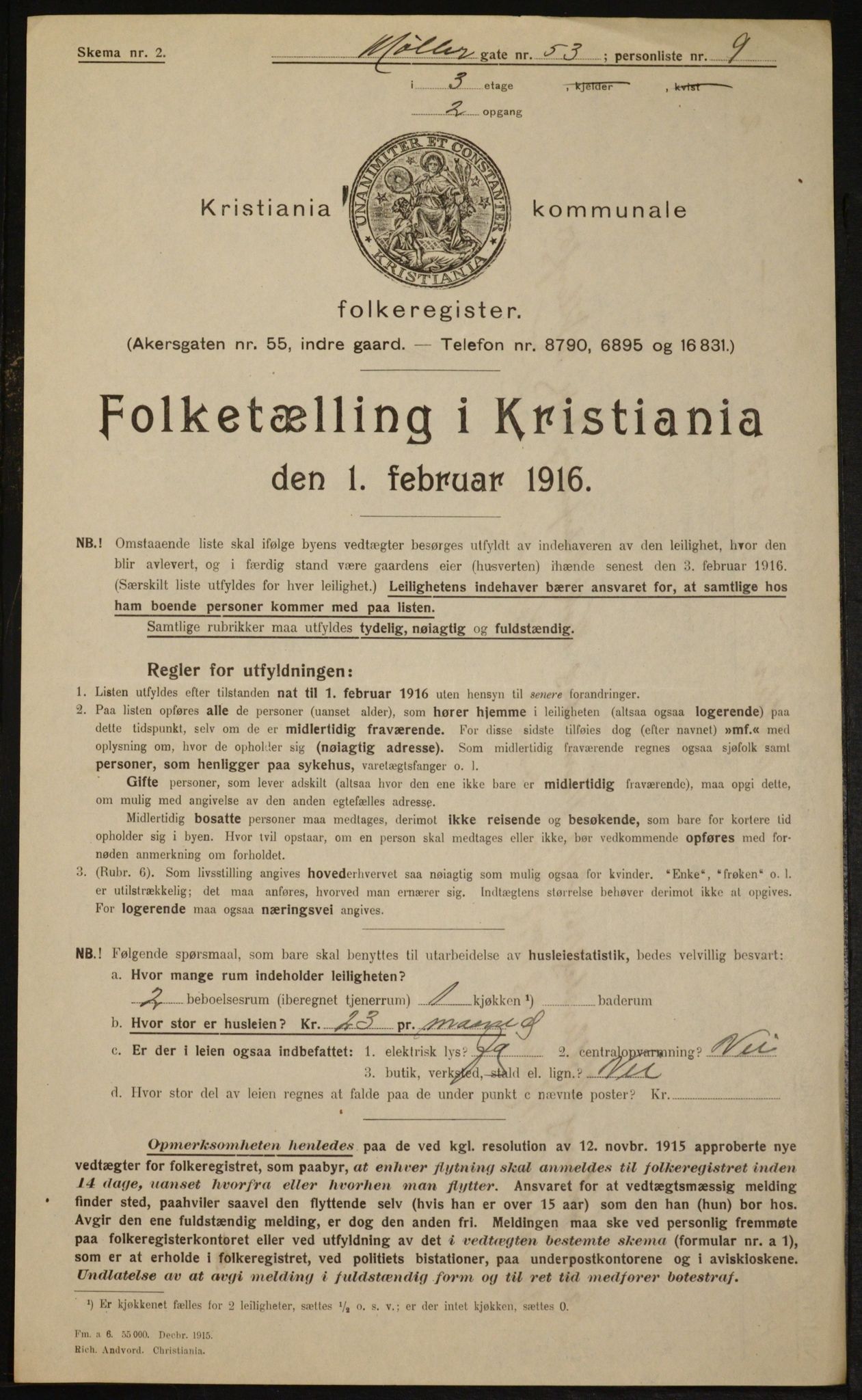 OBA, Municipal Census 1916 for Kristiania, 1916, p. 70732