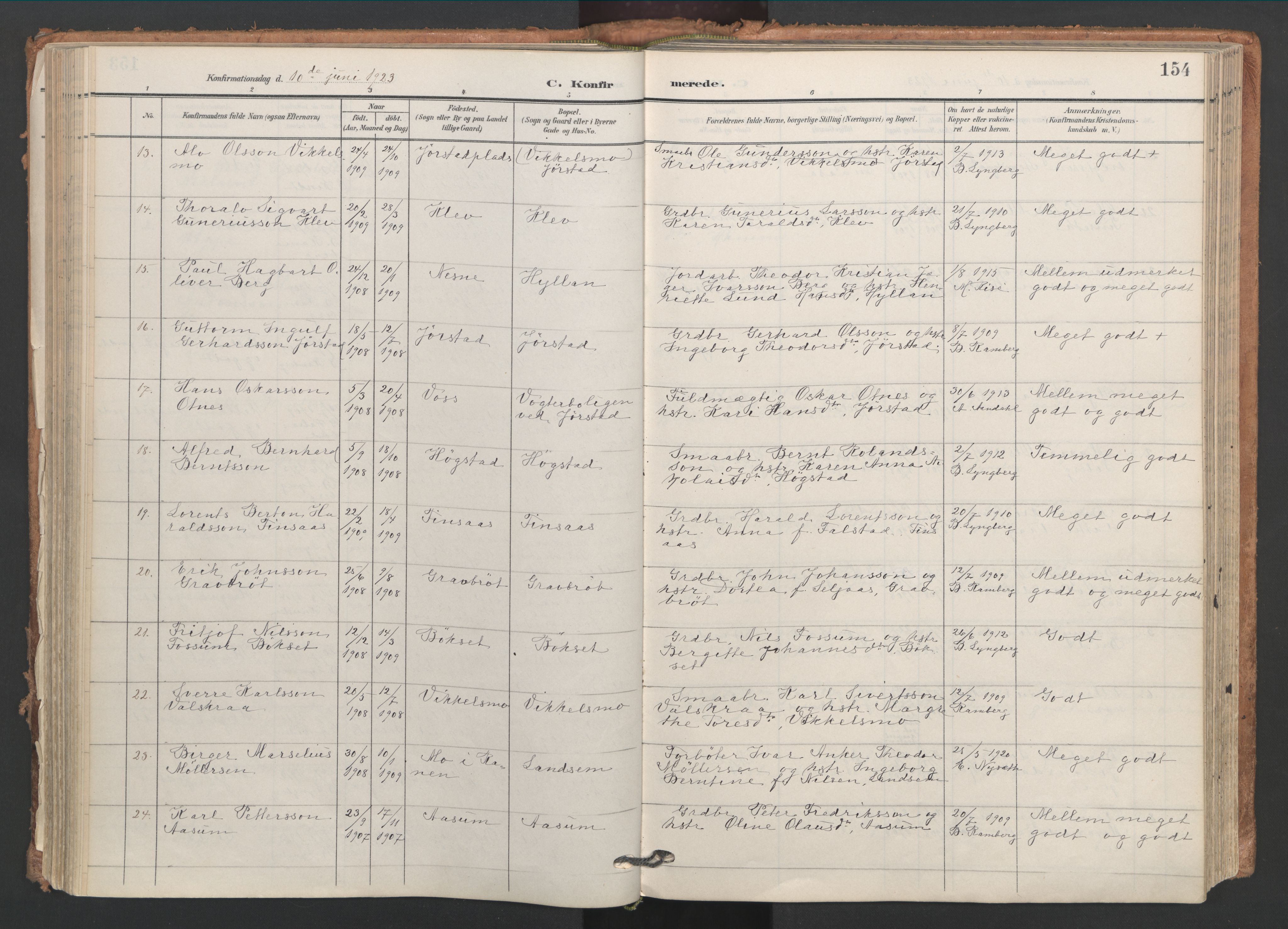 Ministerialprotokoller, klokkerbøker og fødselsregistre - Nord-Trøndelag, SAT/A-1458/749/L0477: Parish register (official) no. 749A11, 1902-1927, p. 154