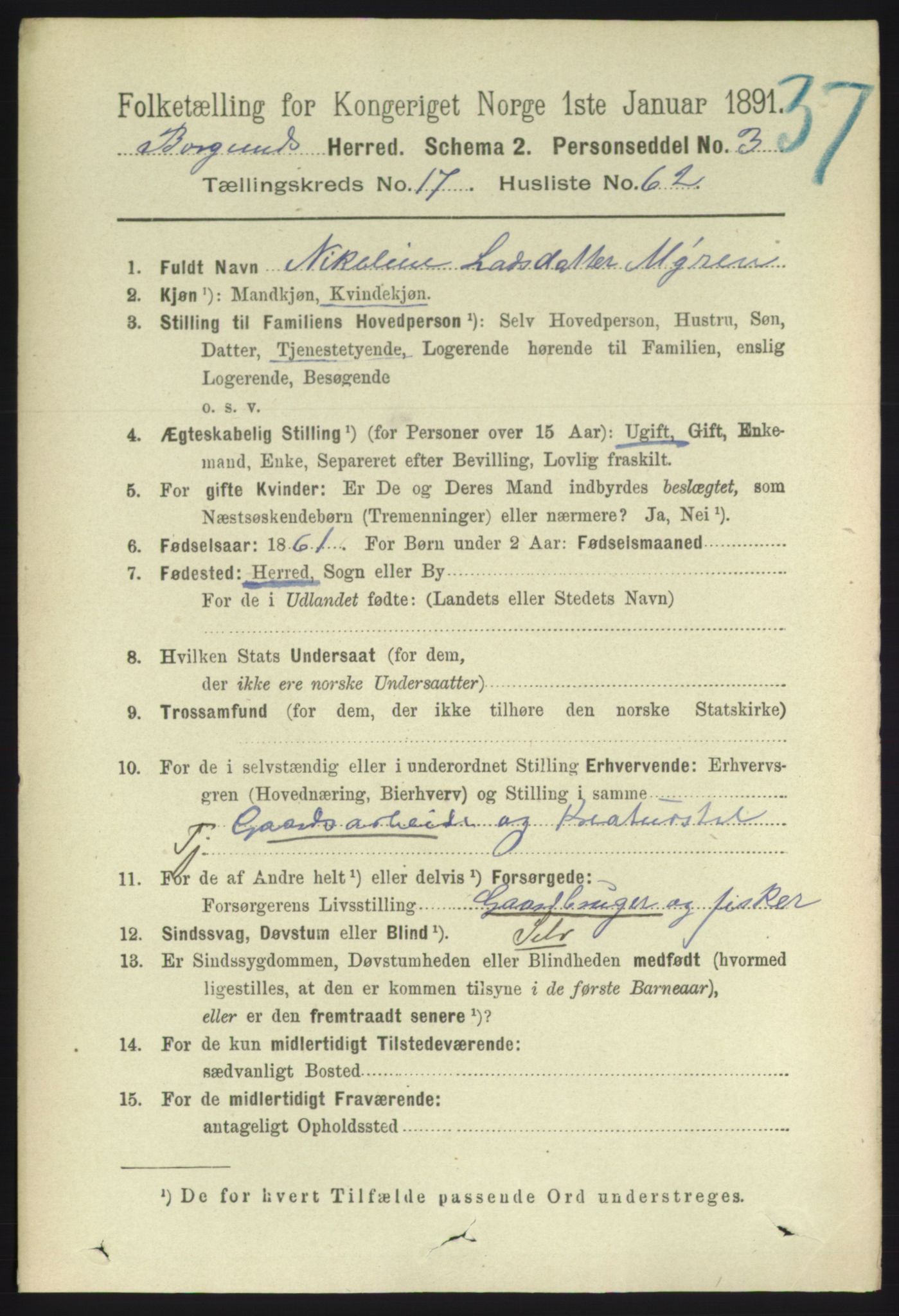 RA, 1891 census for 1531 Borgund, 1891, p. 5410