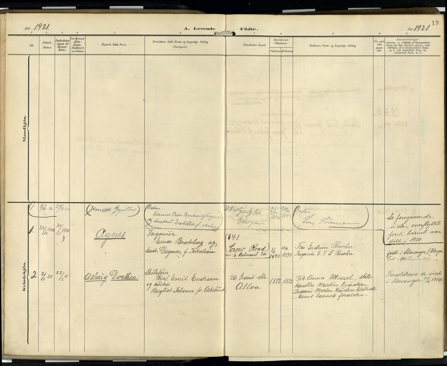 Den norske sjømannsmisjon i utlandet/Skotske havner (Leith, Glasgow), SAB/SAB/PA-0100/H/Ha/Hab/L0001: Parish register (official) no. A 1, 1902-1931, p. 18b-19a