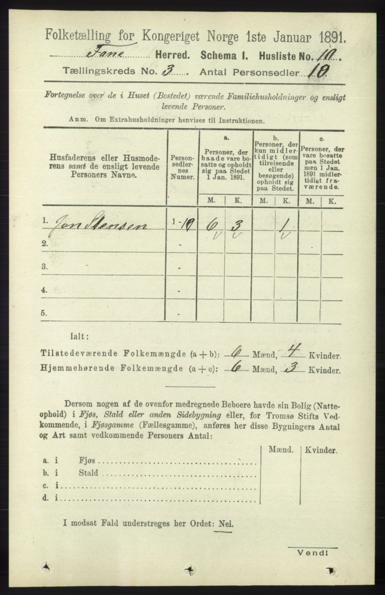 RA, 1891 census for 1249 Fana, 1891, p. 804