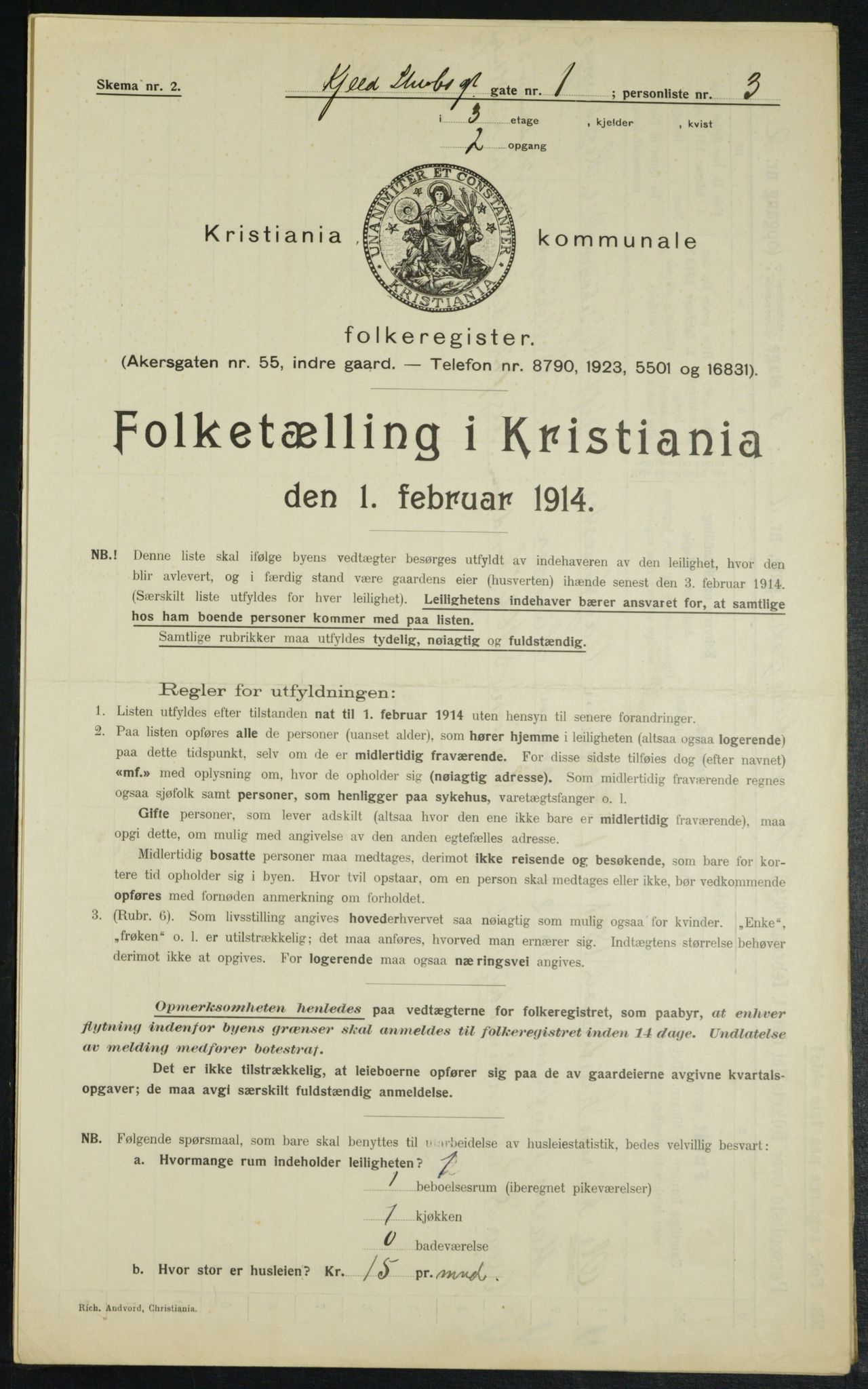 OBA, Municipal Census 1914 for Kristiania, 1914, p. 51432