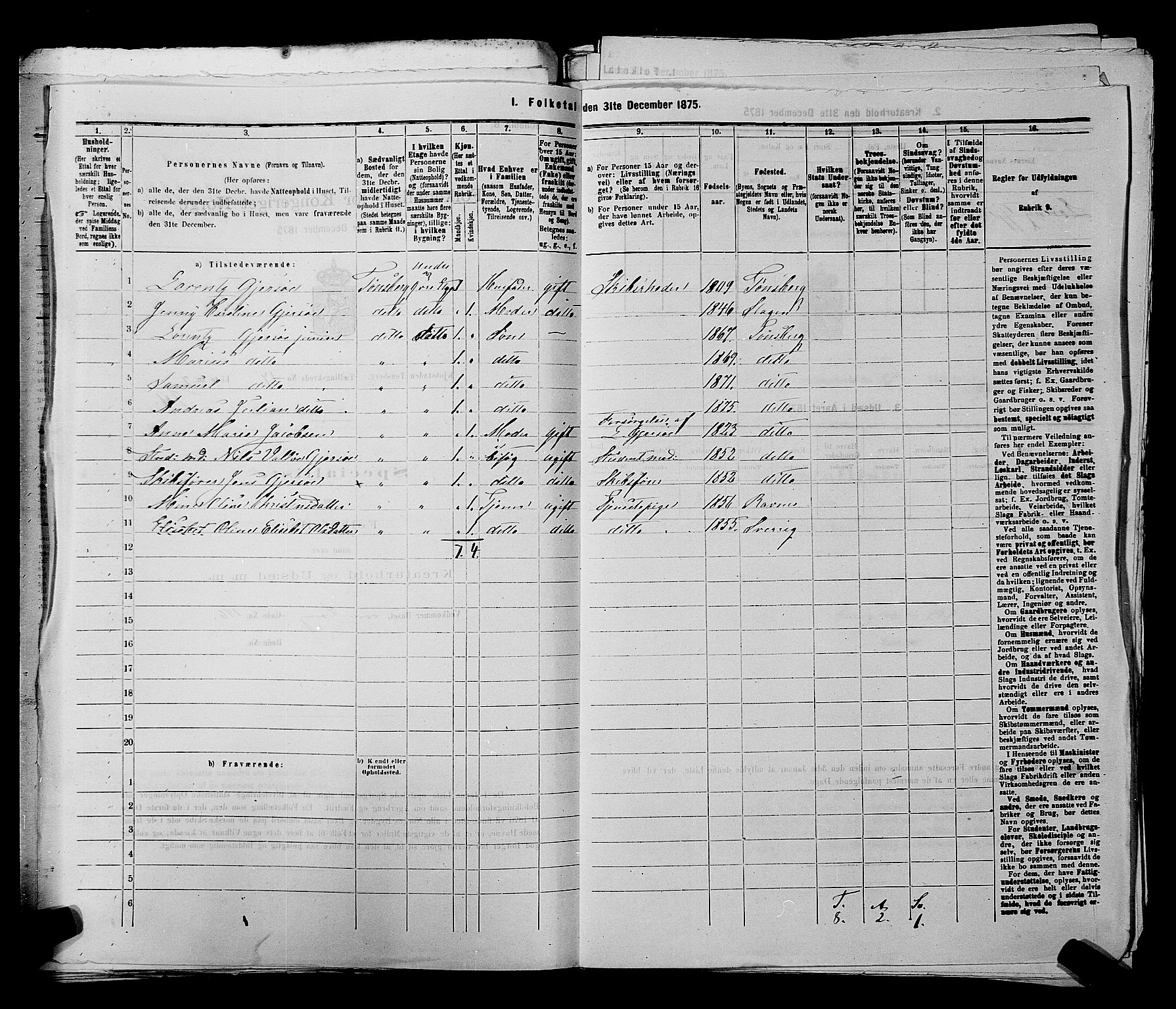 SAKO, 1875 census for 0705P Tønsberg, 1875, p. 520