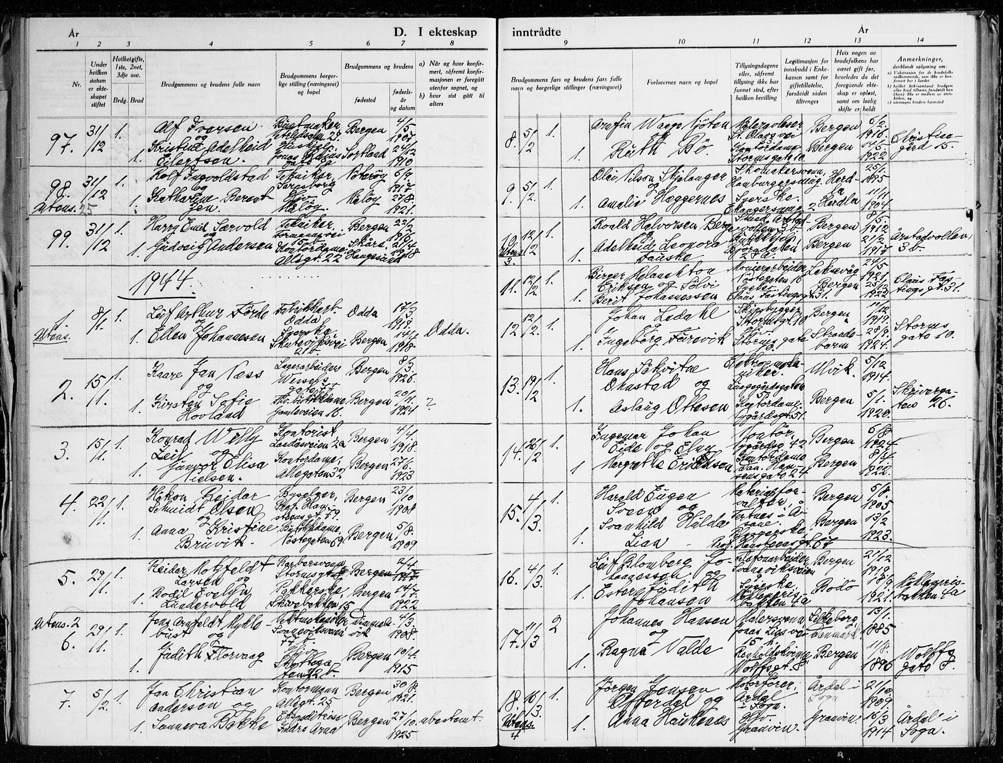 Johanneskirken sokneprestembete, AV/SAB-A-76001/H/Haa: Parish register (official) no. H 1, 1942-1945