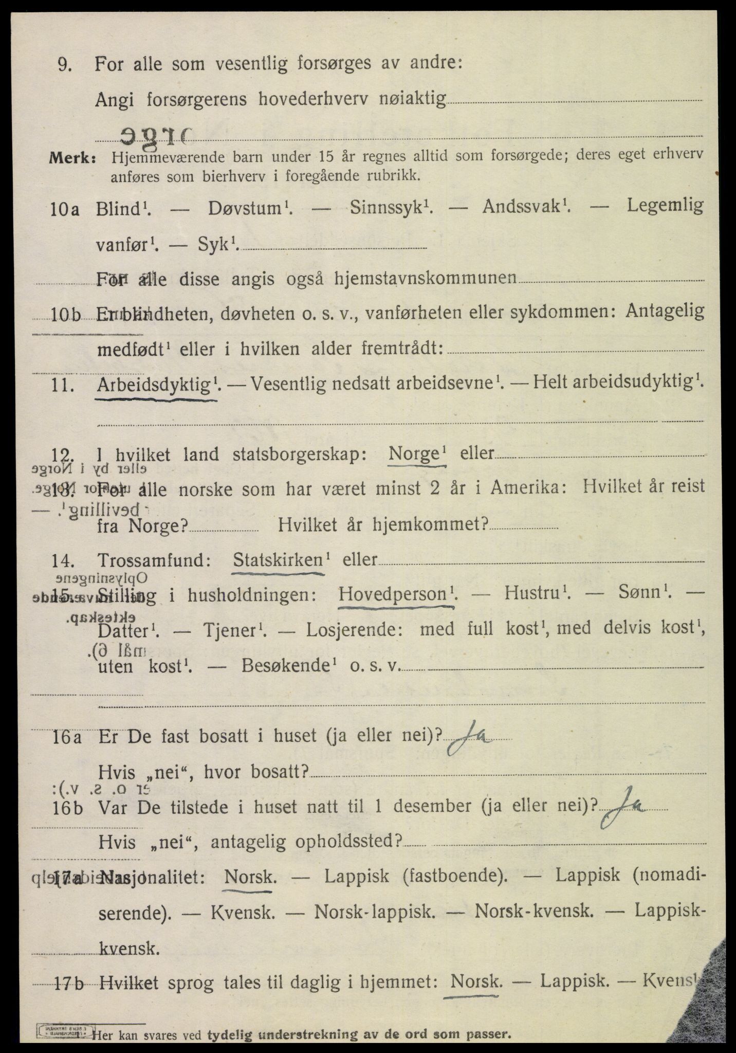 SAT, 1920 census for Grong, 1920, p. 3550