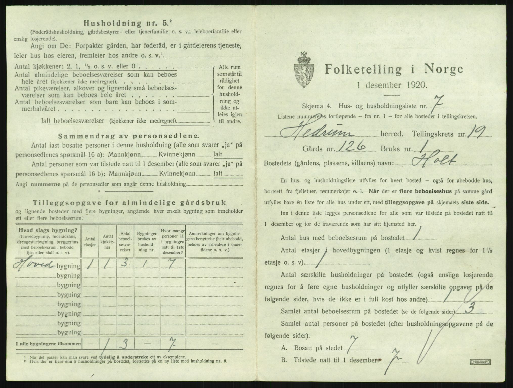 SAKO, 1920 census for Hedrum, 1920, p. 1677