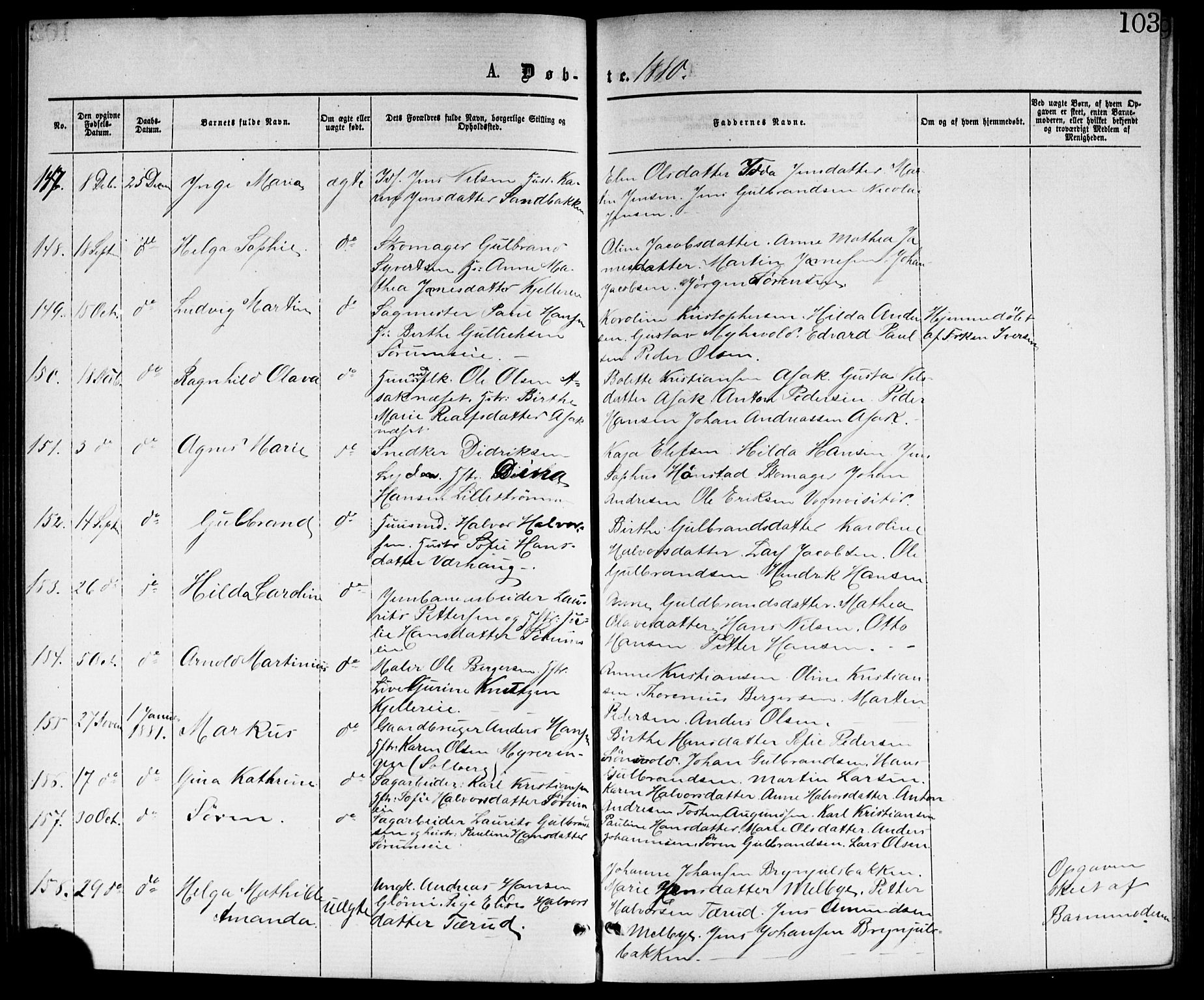 Skedsmo prestekontor Kirkebøker, AV/SAO-A-10033a/G/Ga/L0003: Parish register (copy) no. I 3, 1873-1882, p. 103