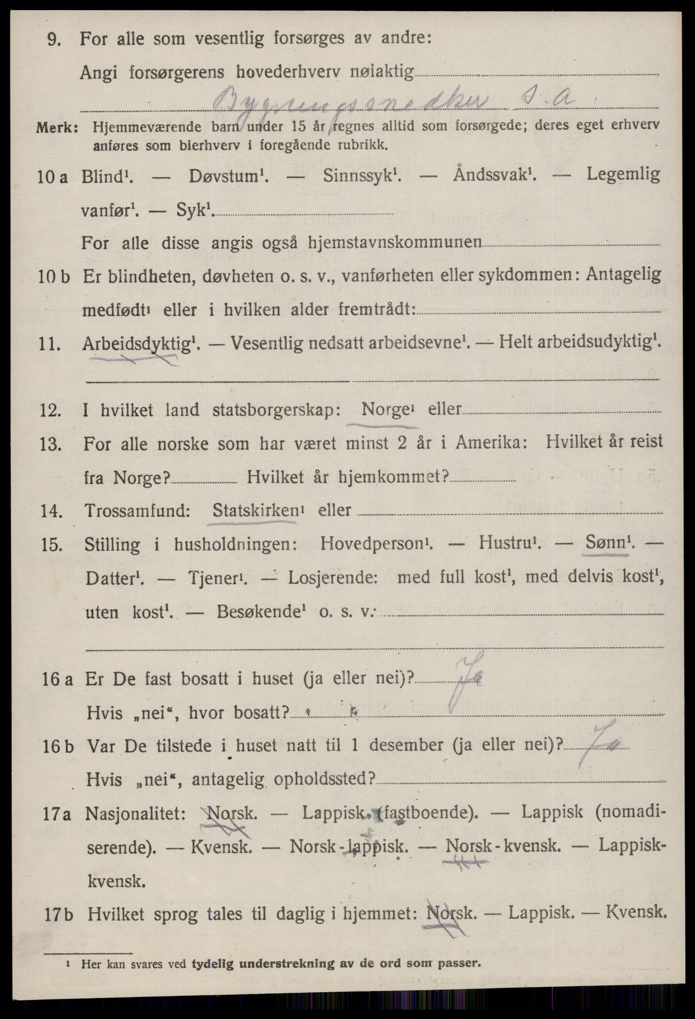 SAT, 1920 census for Strinda, 1920, p. 22209