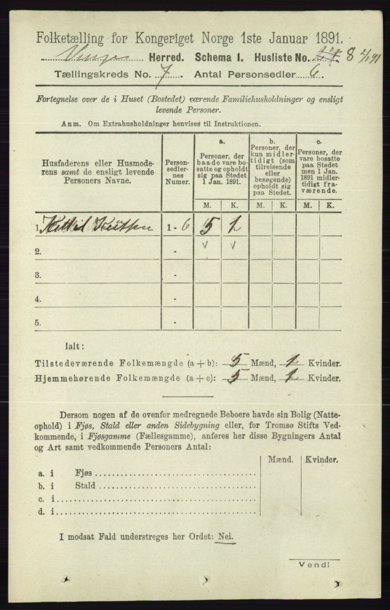 RA, 1891 census for 0834 Vinje, 1891, p. 1757