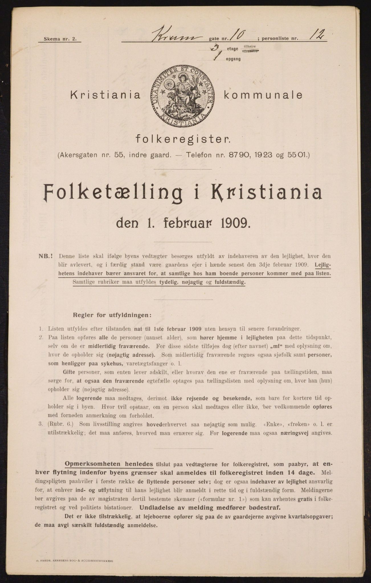 OBA, Municipal Census 1909 for Kristiania, 1909, p. 50371