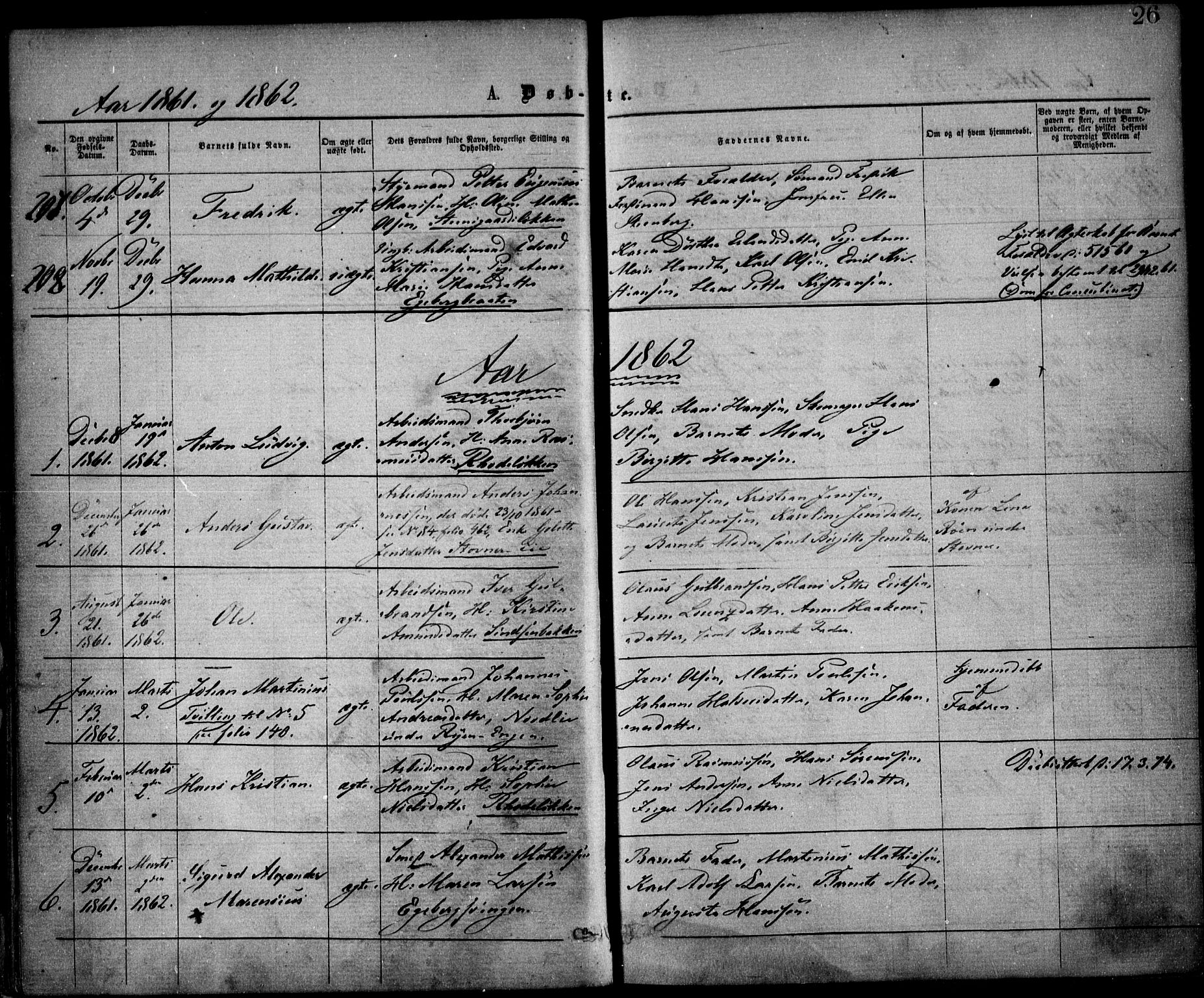 Østre Aker prestekontor Kirkebøker, SAO/A-10840/F/Fa/L0001: Parish register (official) no. I 1, 1861-1869, p. 26