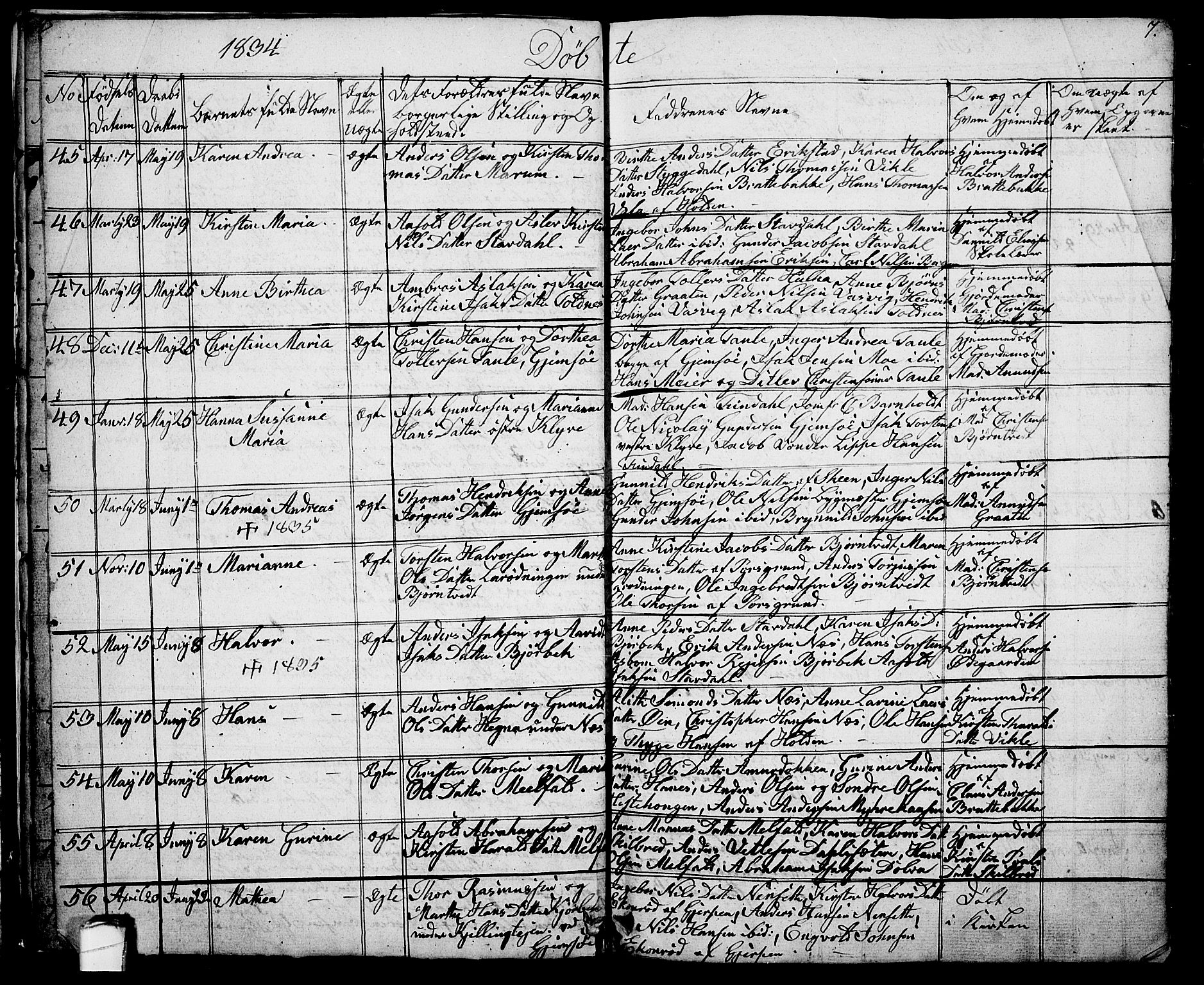 Solum kirkebøker, AV/SAKO-A-306/G/Ga/L0002: Parish register (copy) no. I 2, 1834-1848, p. 7