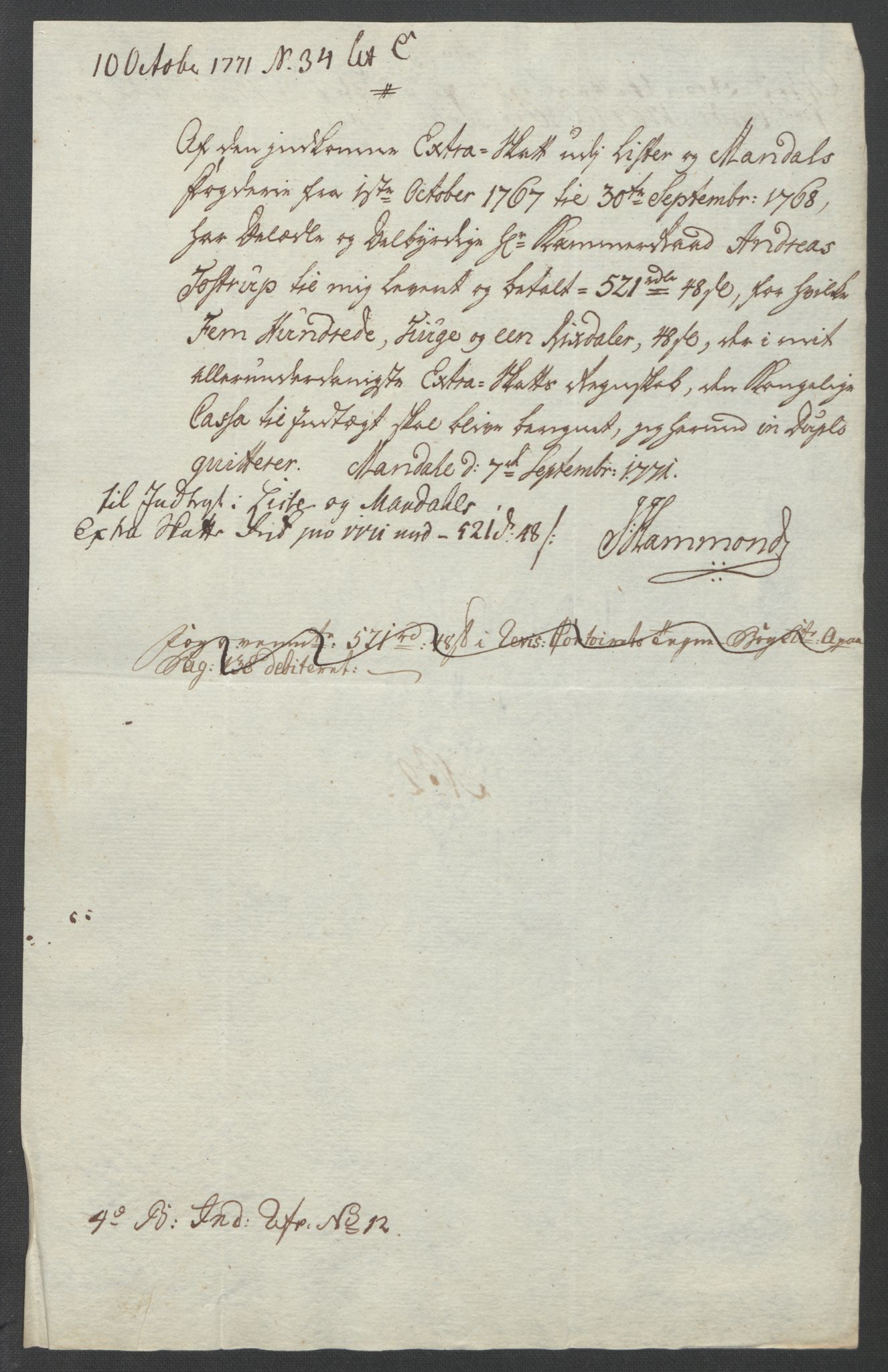 Rentekammeret inntil 1814, Reviderte regnskaper, Fogderegnskap, AV/RA-EA-4092/R45/L2704: Ekstraskatten Lista og Mandal, 1762-1768, p. 294