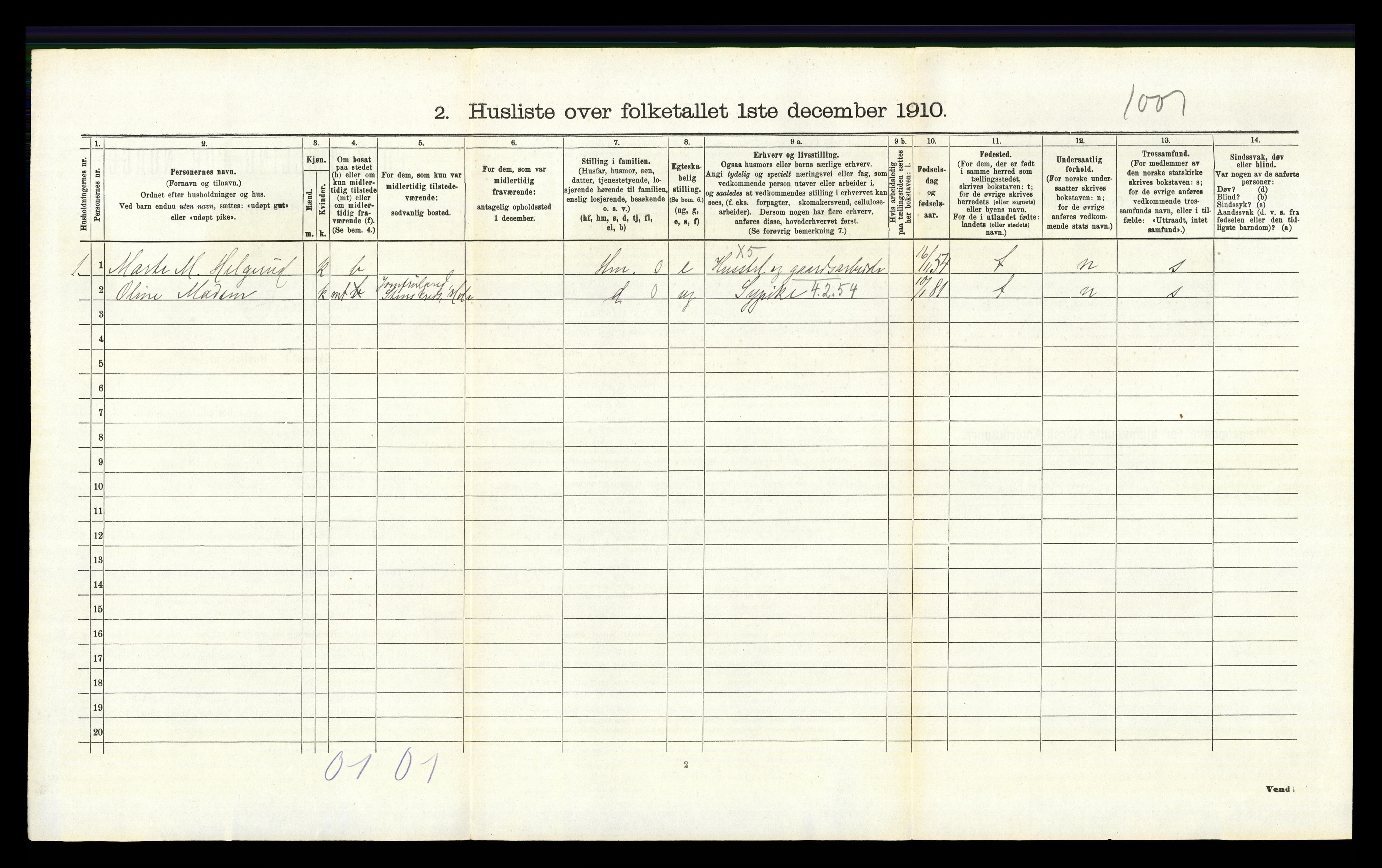 RA, 1910 census for Hole, 1910, p. 327