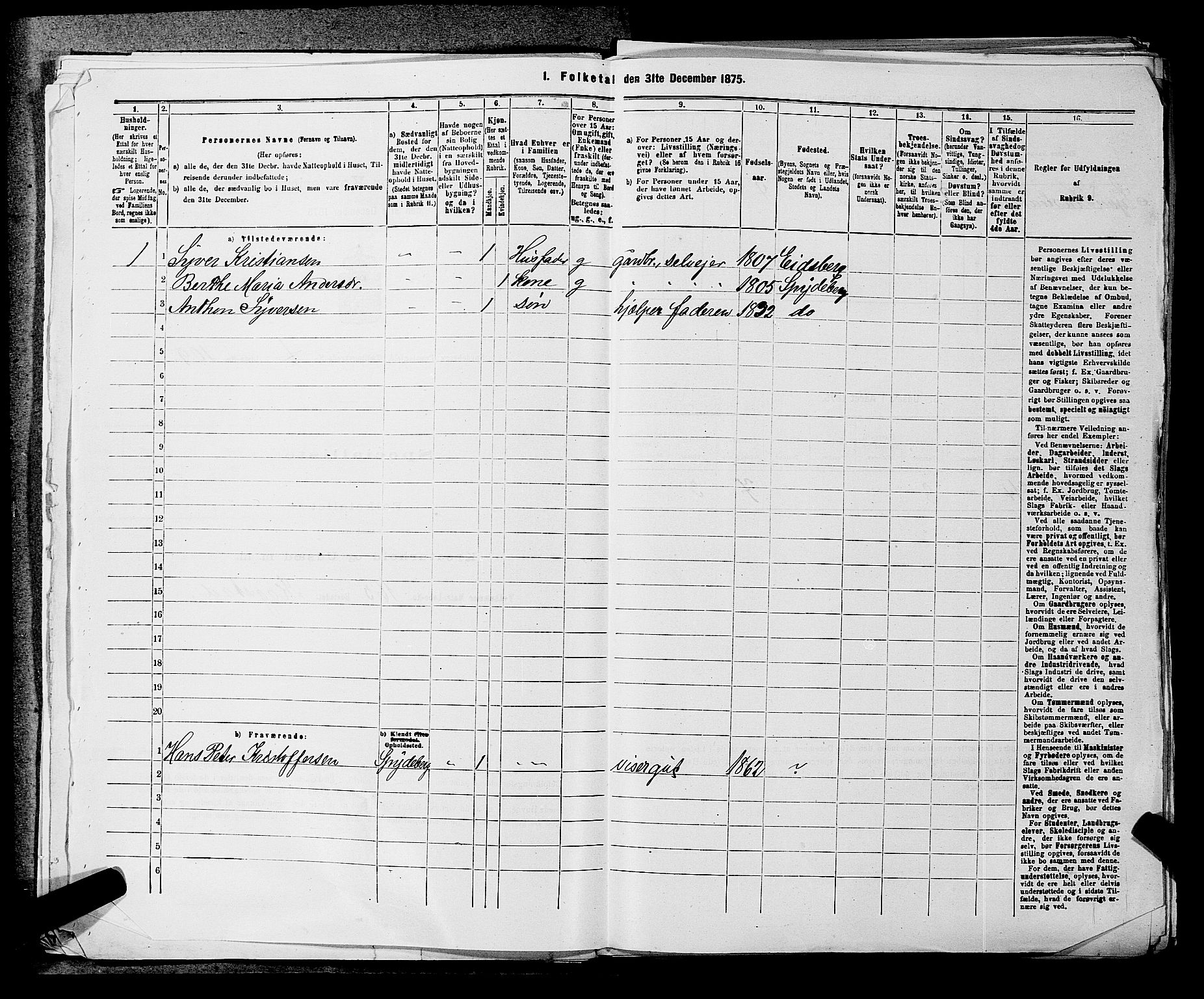 RA, 1875 census for 0123P Spydeberg, 1875, p. 50