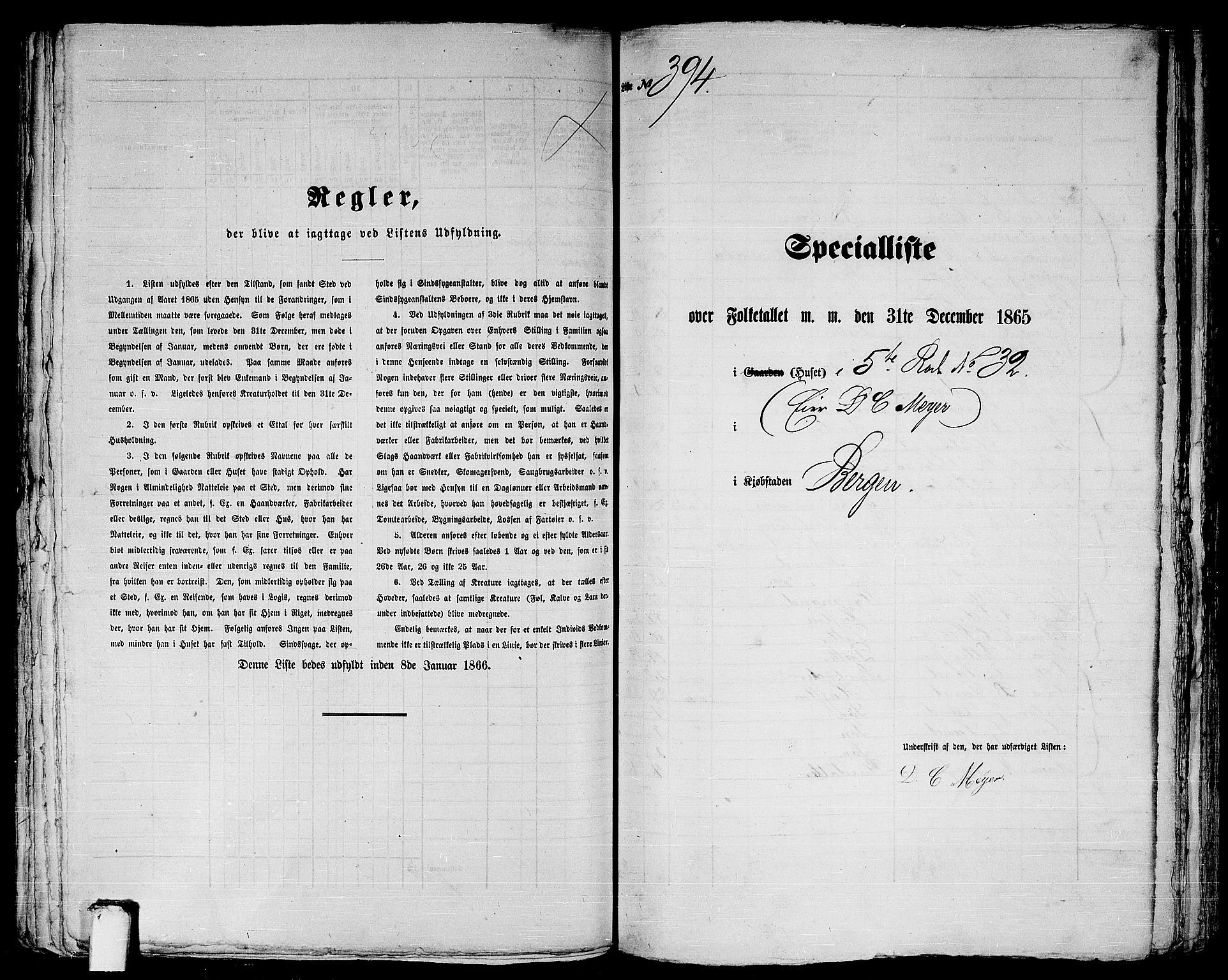 RA, 1865 census for Bergen, 1865, p. 845