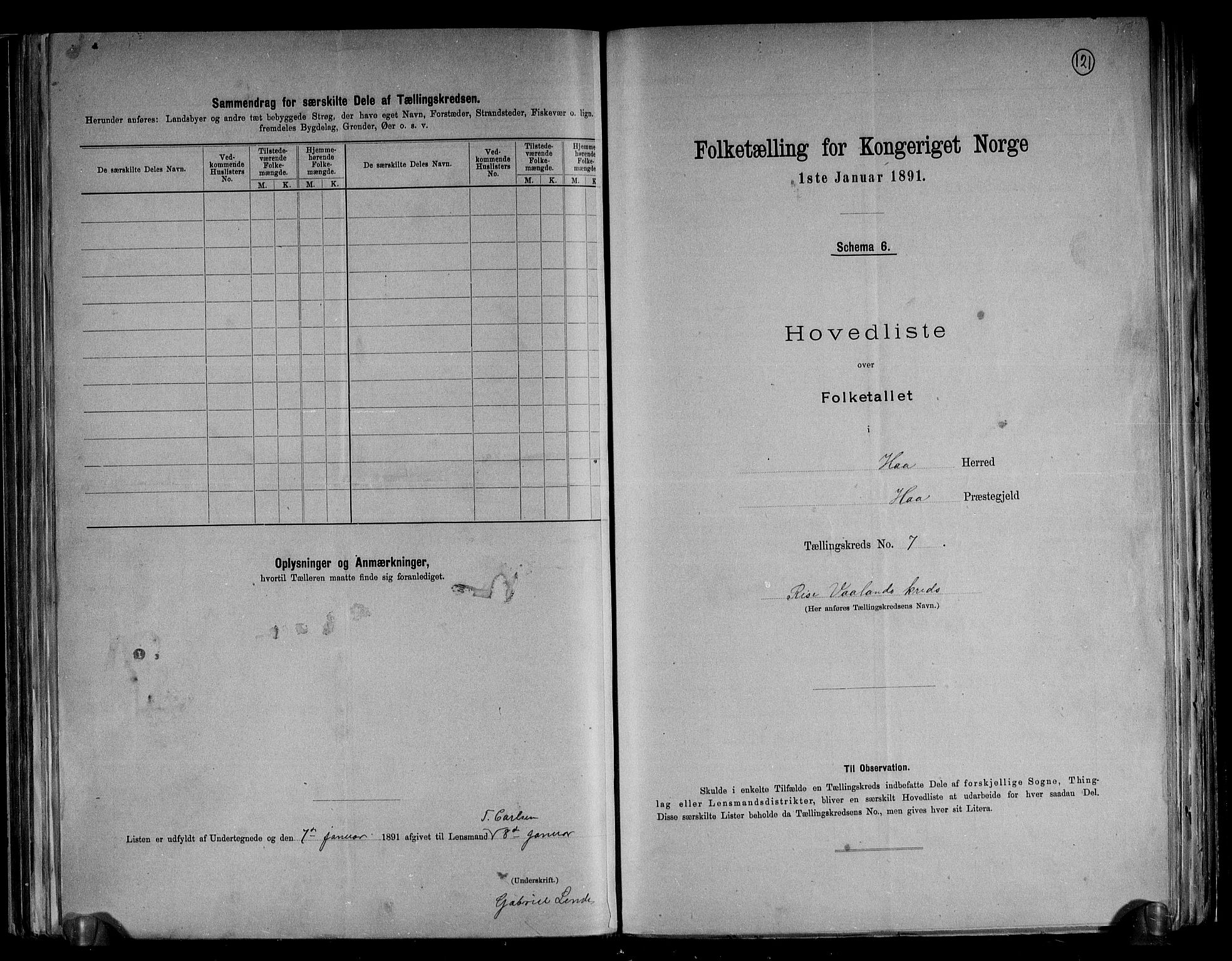 RA, 1891 census for 1119 Hå, 1891, p. 18