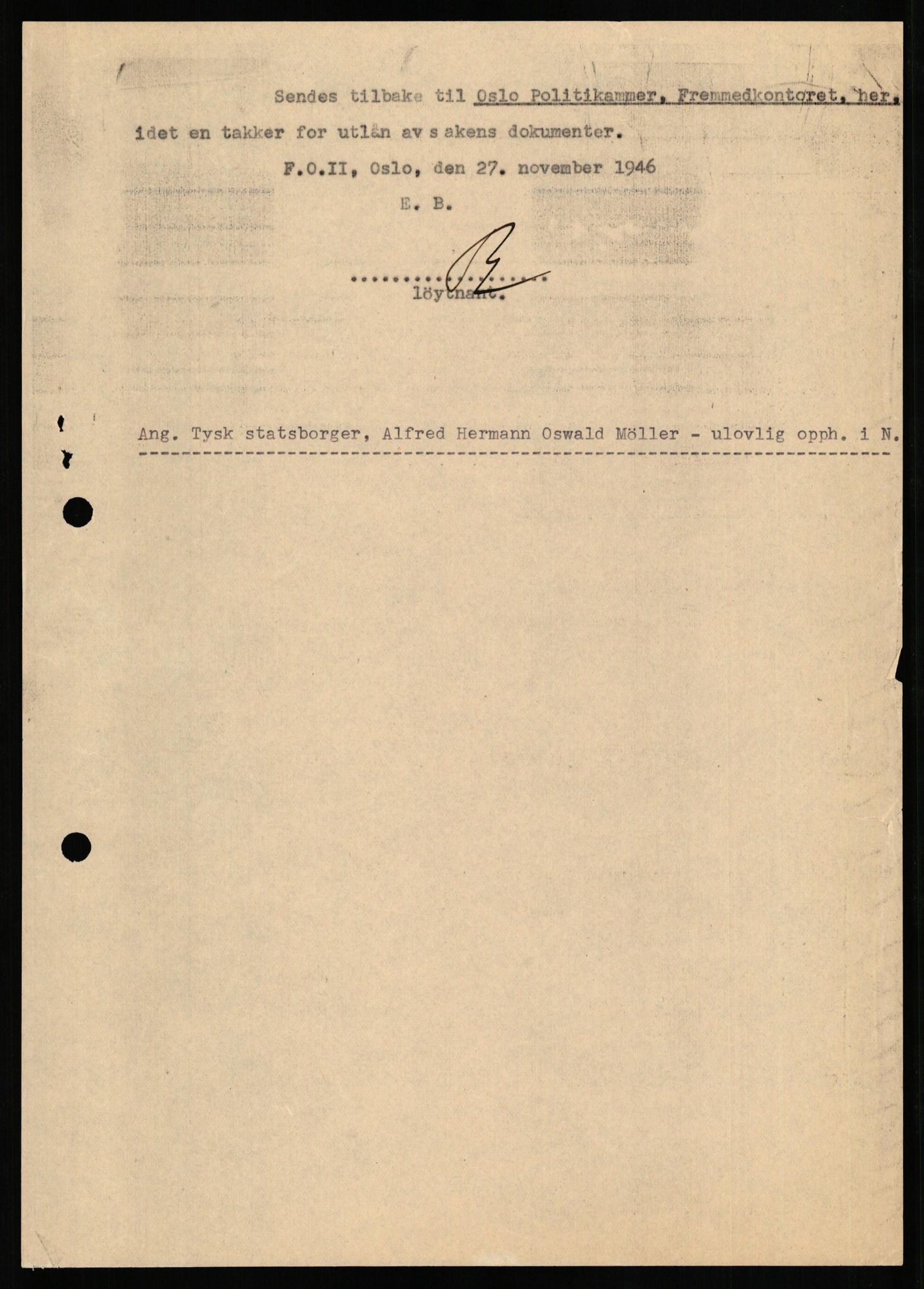 Forsvaret, Forsvarets overkommando II, AV/RA-RAFA-3915/D/Db/L0023: CI Questionaires. Tyske okkupasjonsstyrker i Norge. Tyskere., 1945-1946, p. 361