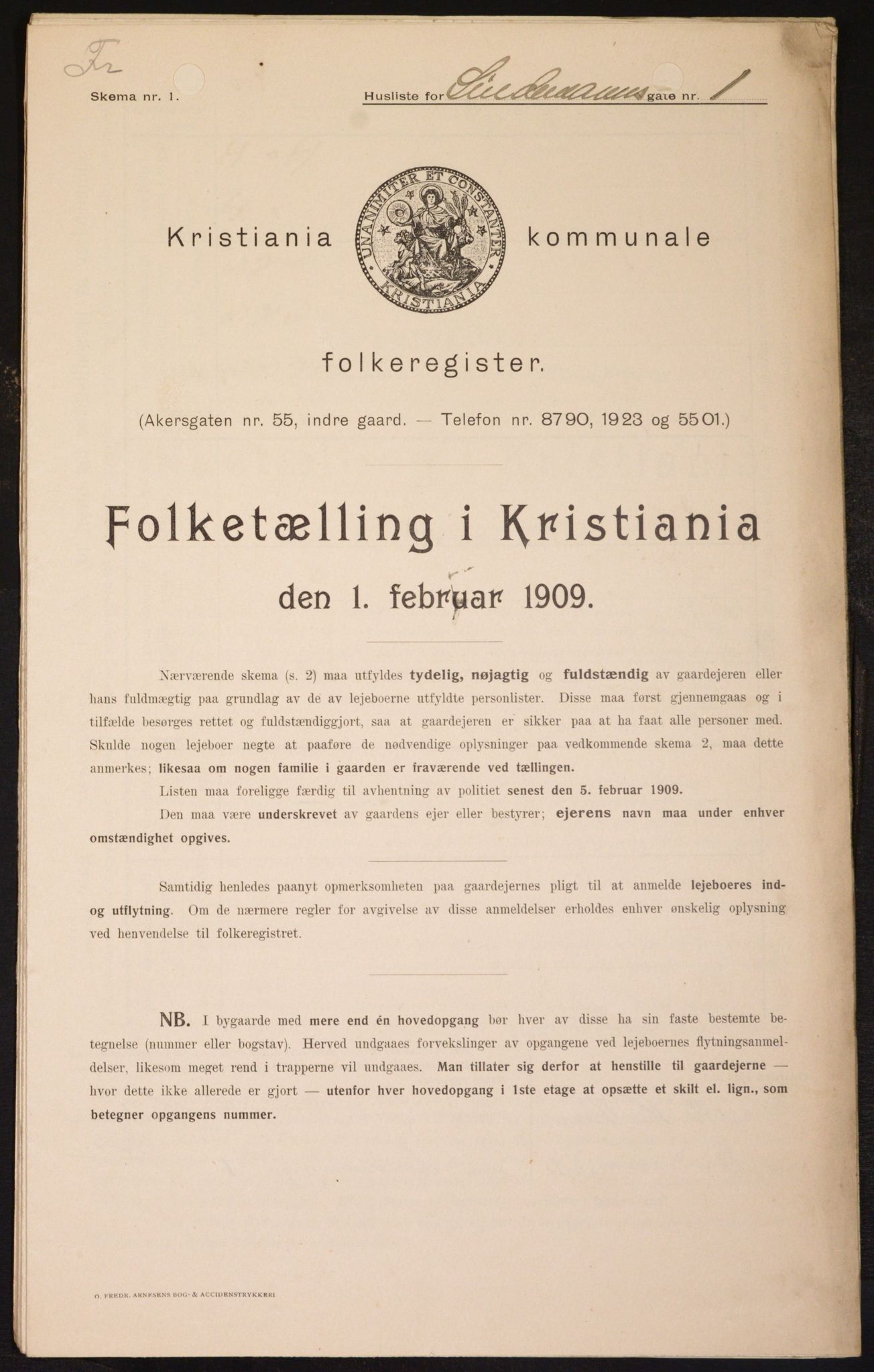 OBA, Municipal Census 1909 for Kristiania, 1909, p. 52529