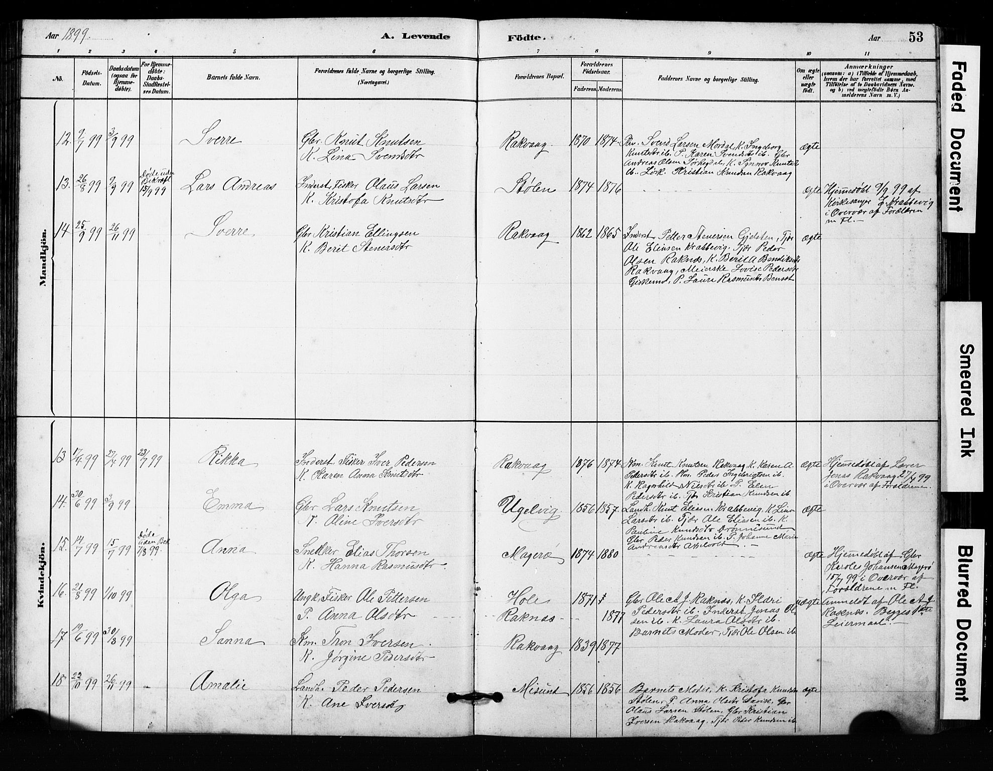 Ministerialprotokoller, klokkerbøker og fødselsregistre - Møre og Romsdal, AV/SAT-A-1454/563/L0737: Parish register (copy) no. 563C01, 1878-1916, p. 53