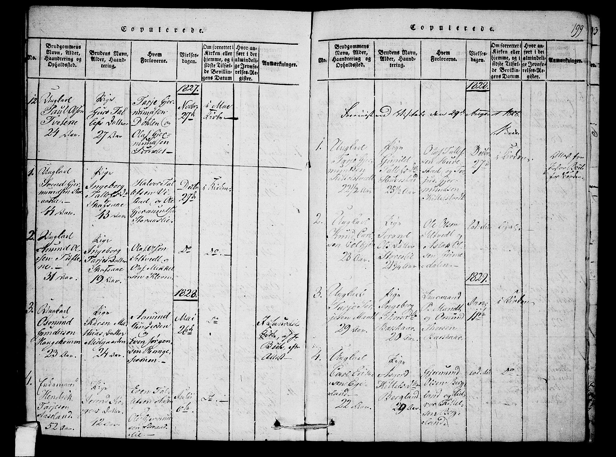 Mo kirkebøker, SAKO/A-286/F/Fb/L0001: Parish register (official) no. II 1, 1814-1844, p. 199