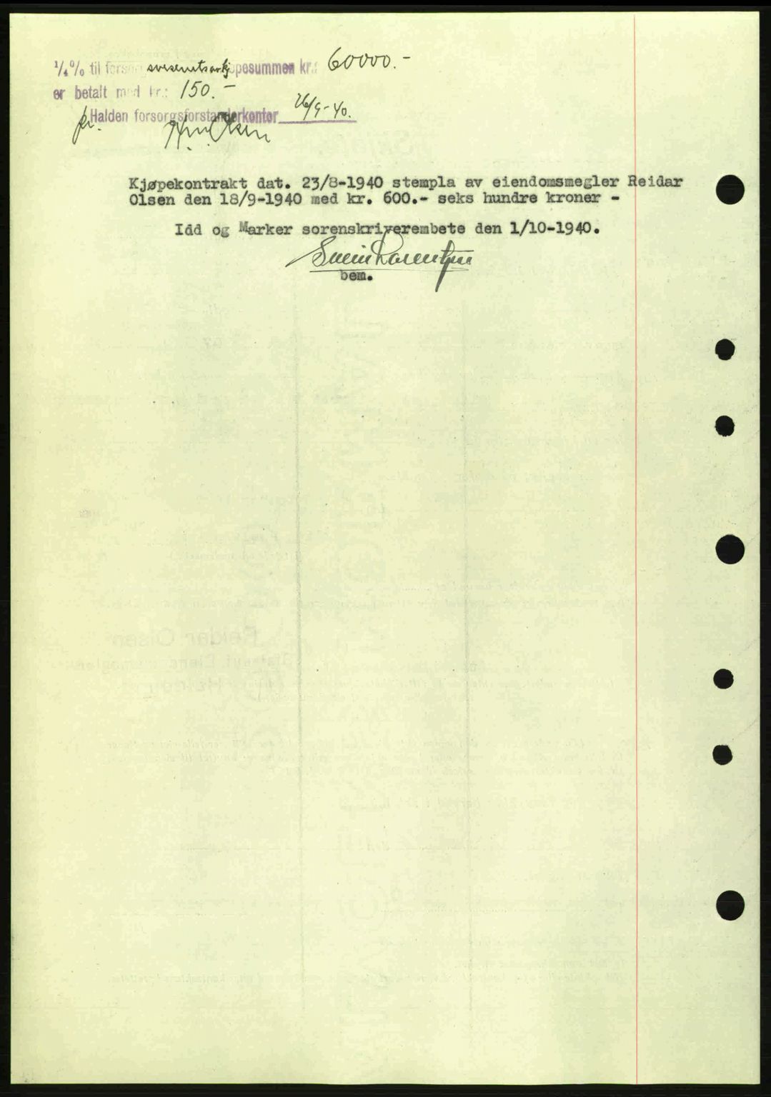 Idd og Marker sorenskriveri, AV/SAO-A-10283/G/Gb/Gbb/L0004: Mortgage book no. A4, 1940-1941, Diary no: : 785/1940