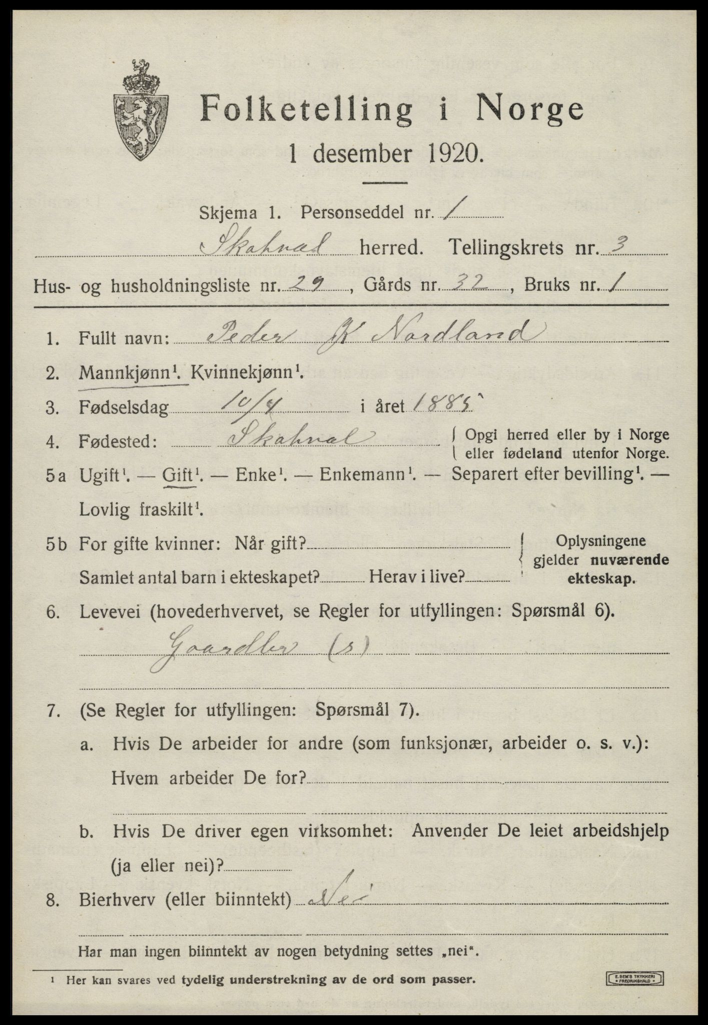 SAT, 1920 census for Skatval, 1920, p. 1749