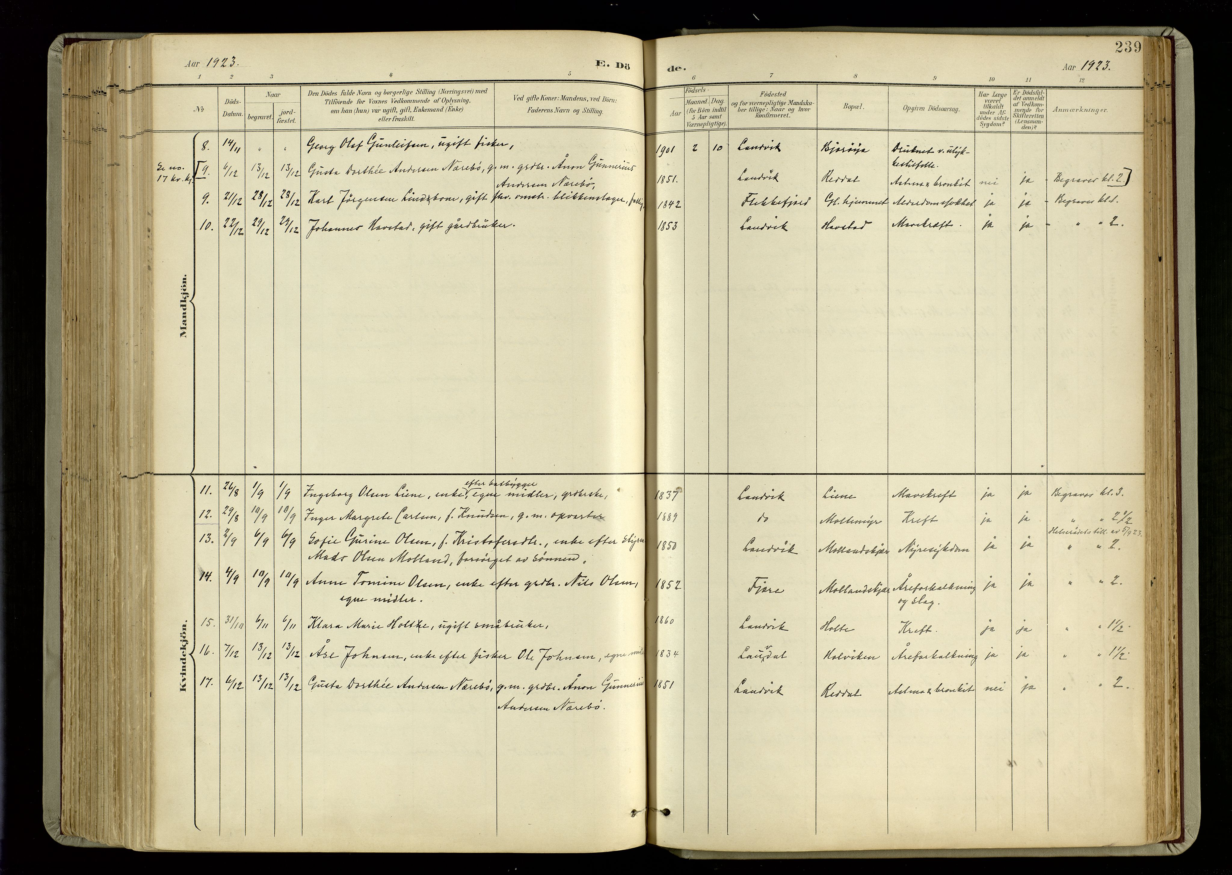 Hommedal sokneprestkontor, SAK/1111-0023/F/Fa/Fab/L0007: Parish register (official) no. A 7, 1898-1924, p. 239
