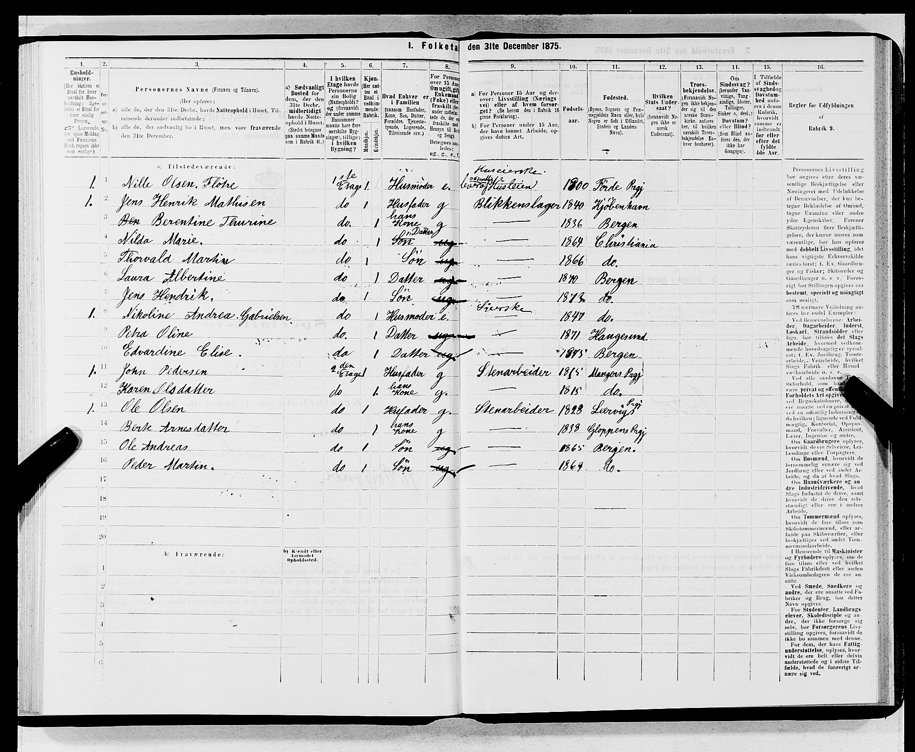 SAB, 1875 census for 1301 Bergen, 1875, p. 5333