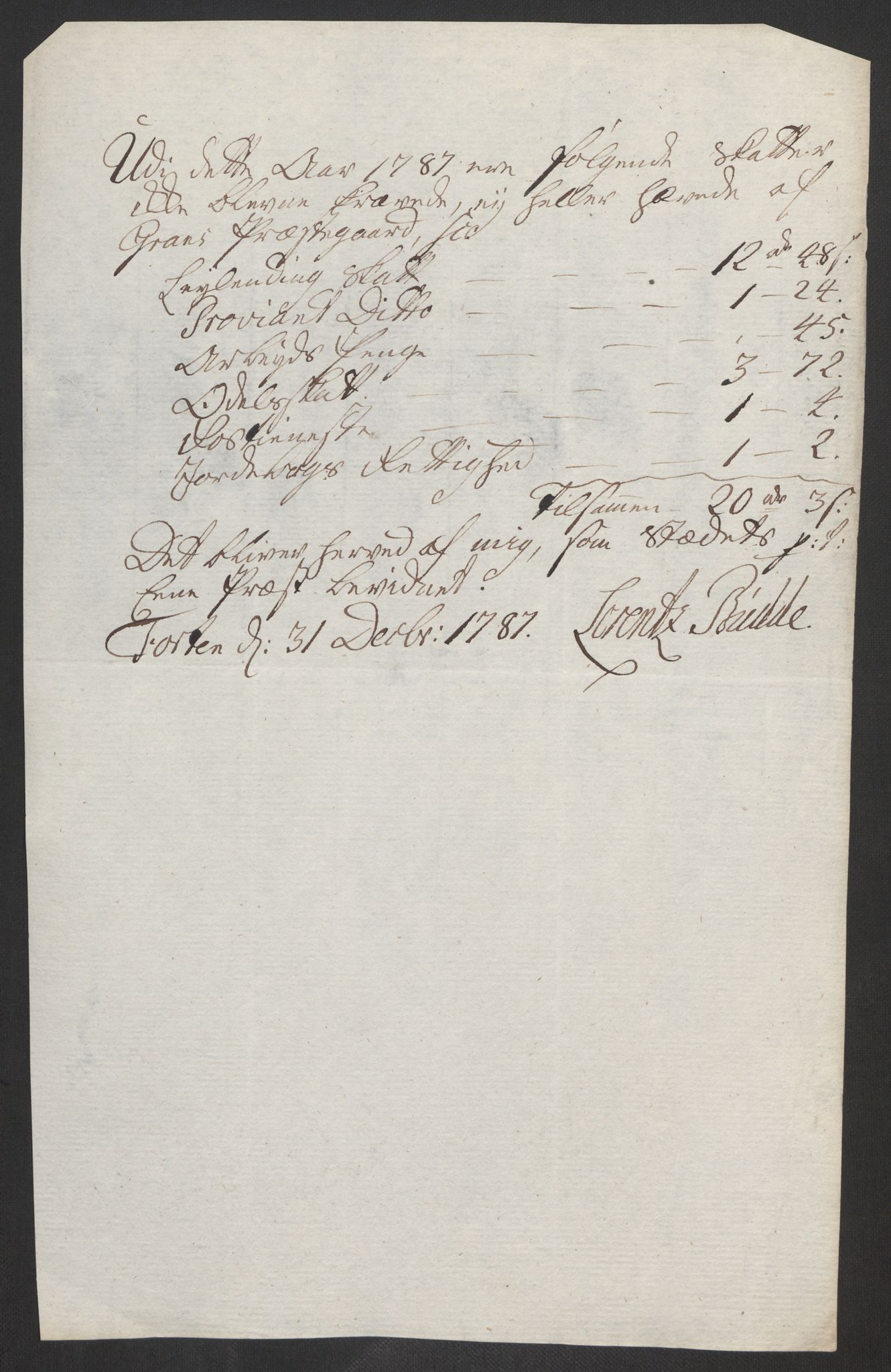 Rentekammeret inntil 1814, Reviderte regnskaper, Fogderegnskap, AV/RA-EA-4092/R19/L1374: Fogderegnskap Toten, Hadeland og Vardal, 1787, p. 259