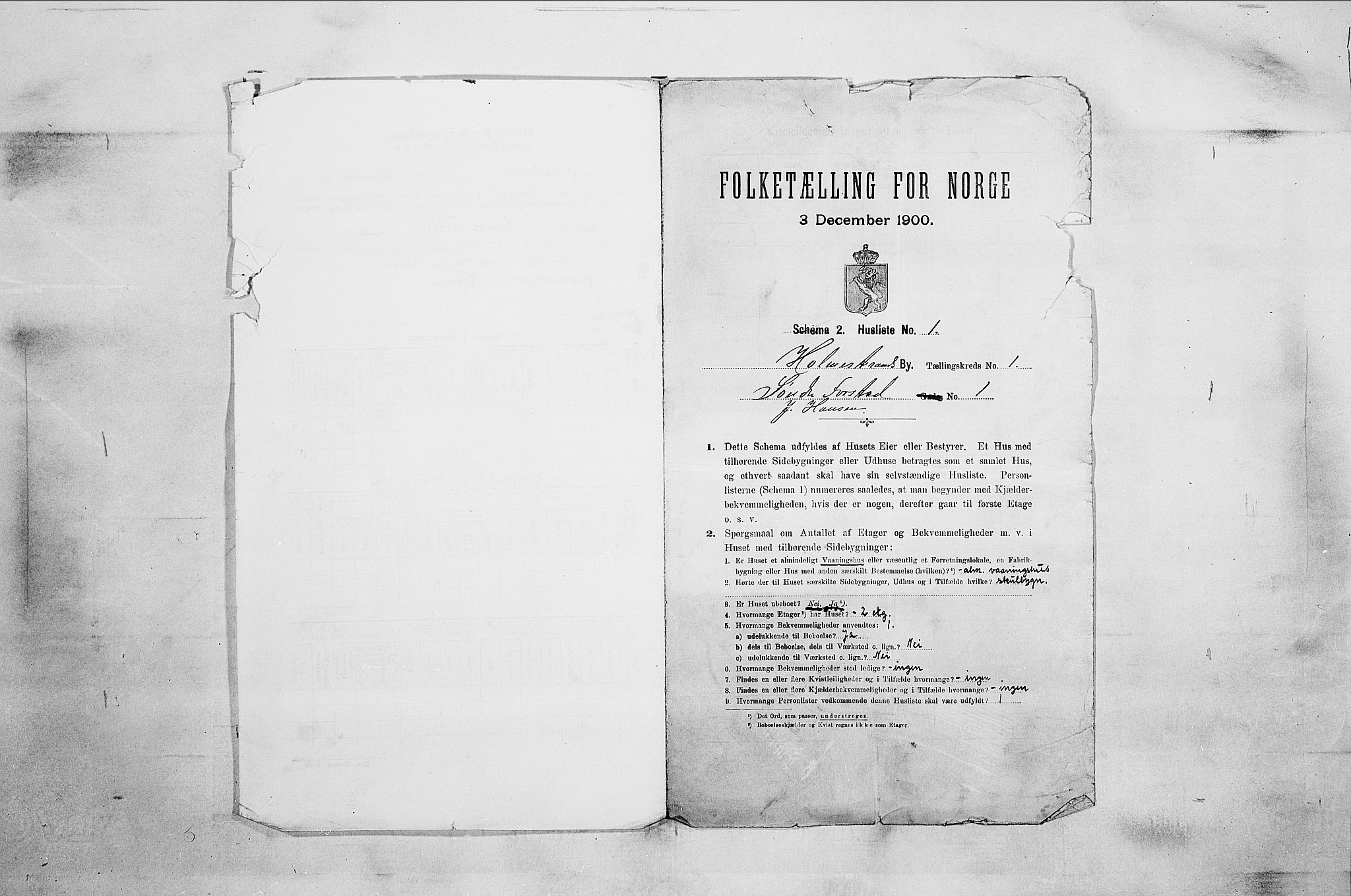 RA, 1900 census for Holmestrand, 1900, p. 20