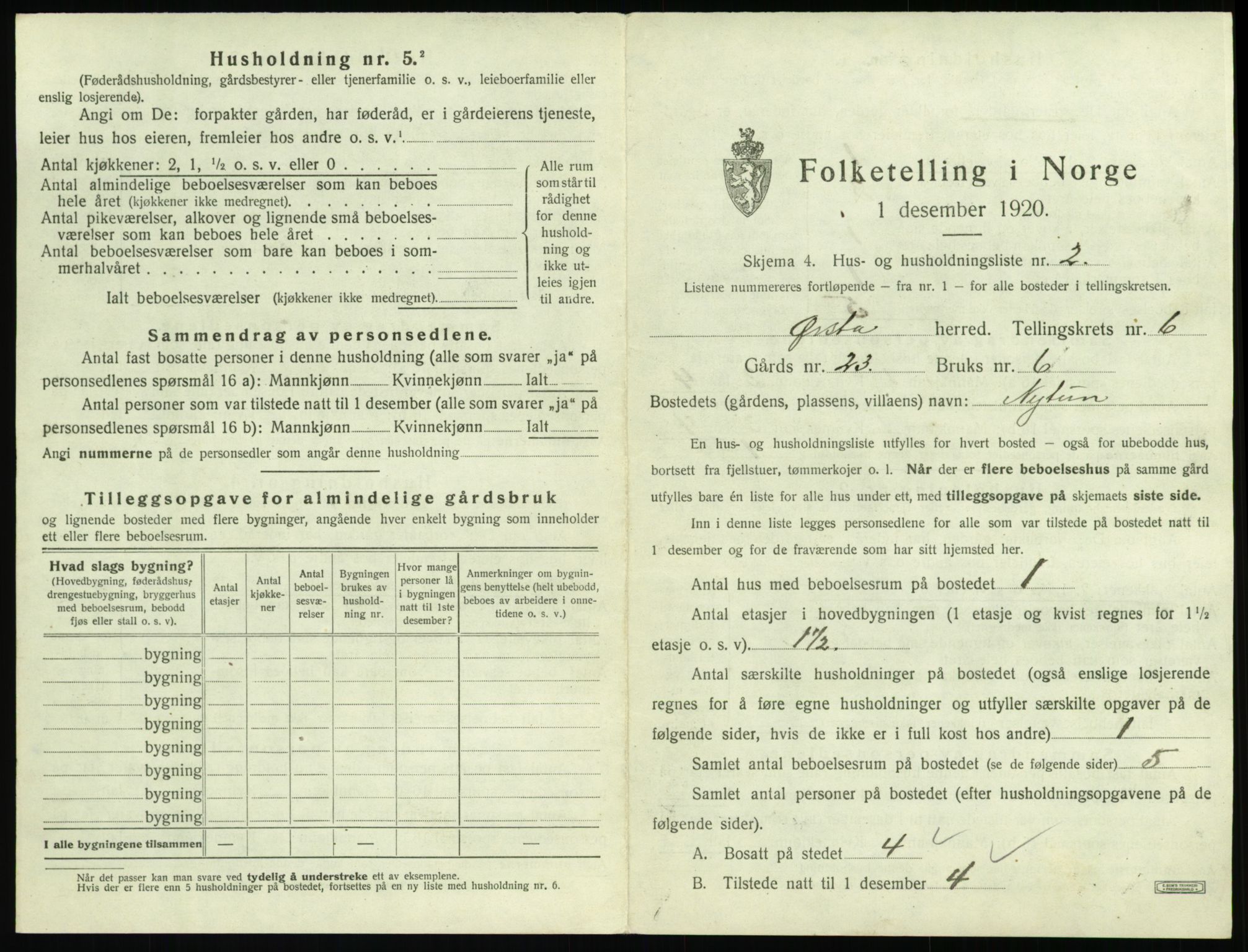 SAT, 1920 census for Ørsta, 1920, p. 608