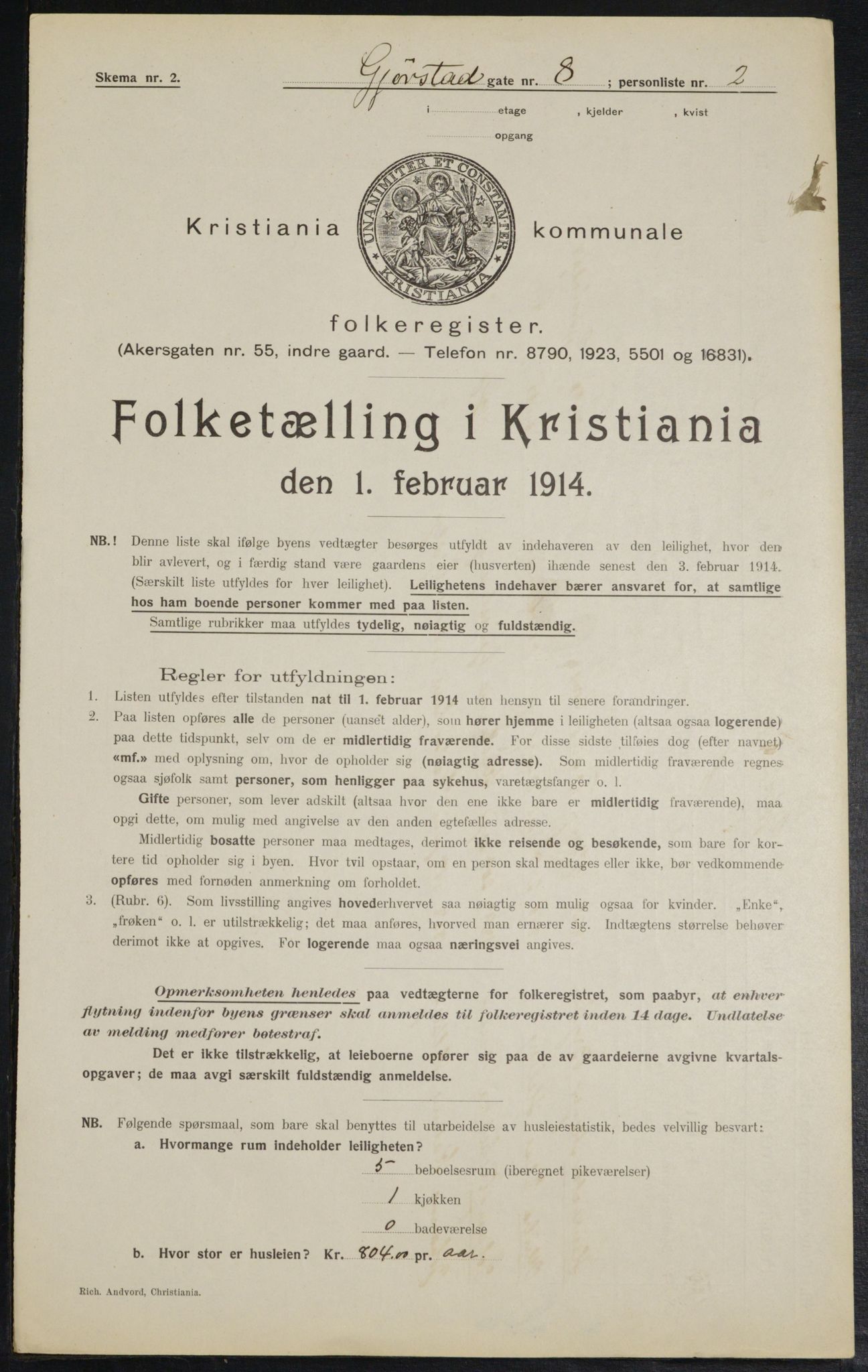 OBA, Municipal Census 1914 for Kristiania, 1914, p. 29494