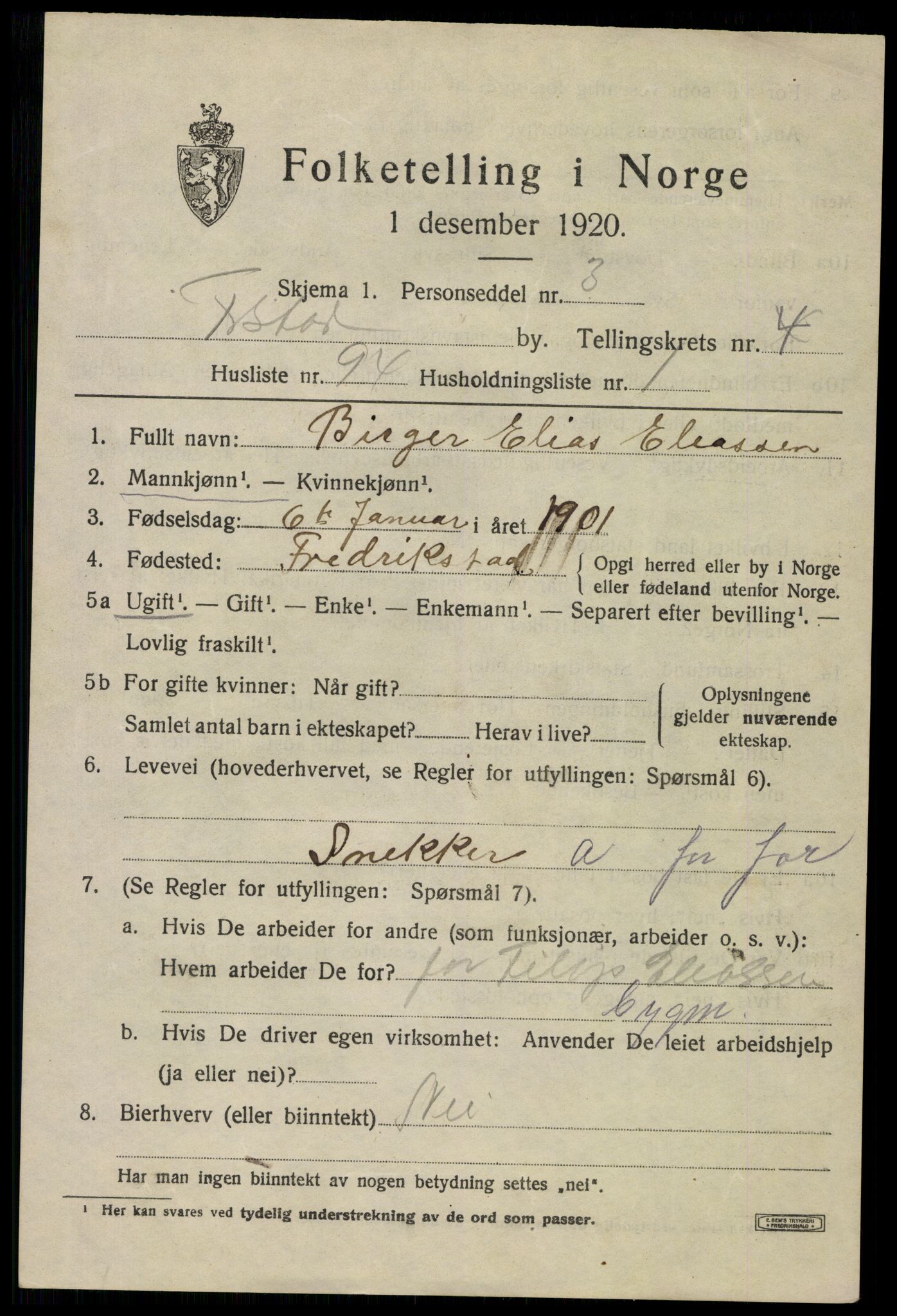 SAO, 1920 census for Fredrikstad, 1920, p. 18531