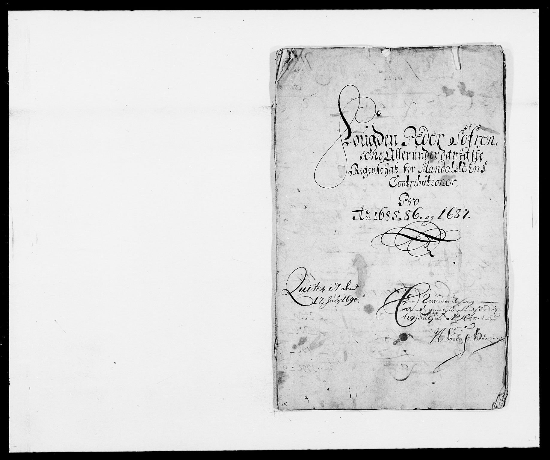 Rentekammeret inntil 1814, Reviderte regnskaper, Fogderegnskap, RA/EA-4092/R42/L2542: Mandal fogderi, 1685-1687, p. 1