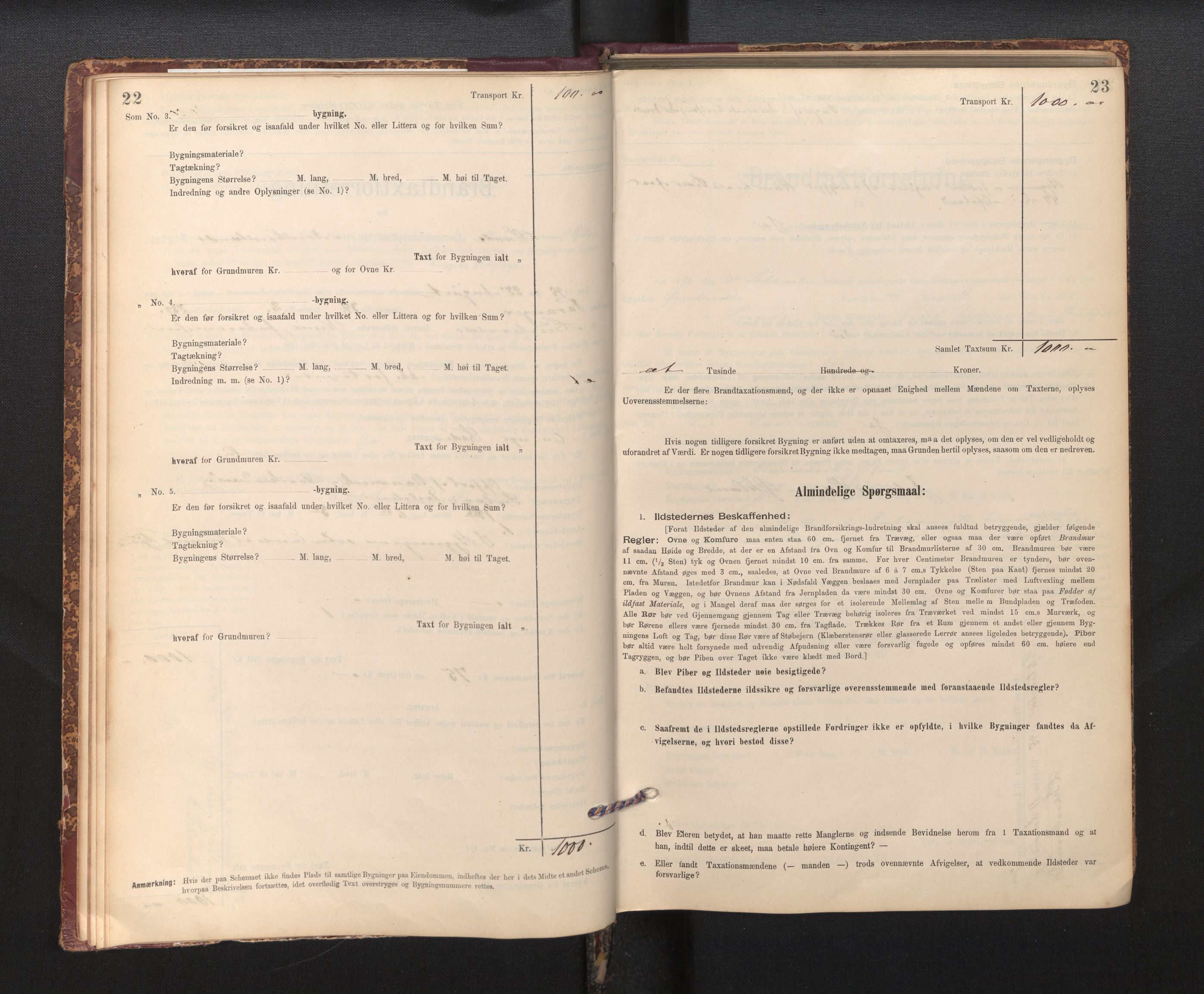 Lensmannen i Sund og Austevoll, AV/SAB-A-35201/0012/L0003: Branntakstprotokoll, skjematakst, 1894-1917, p. 22-23