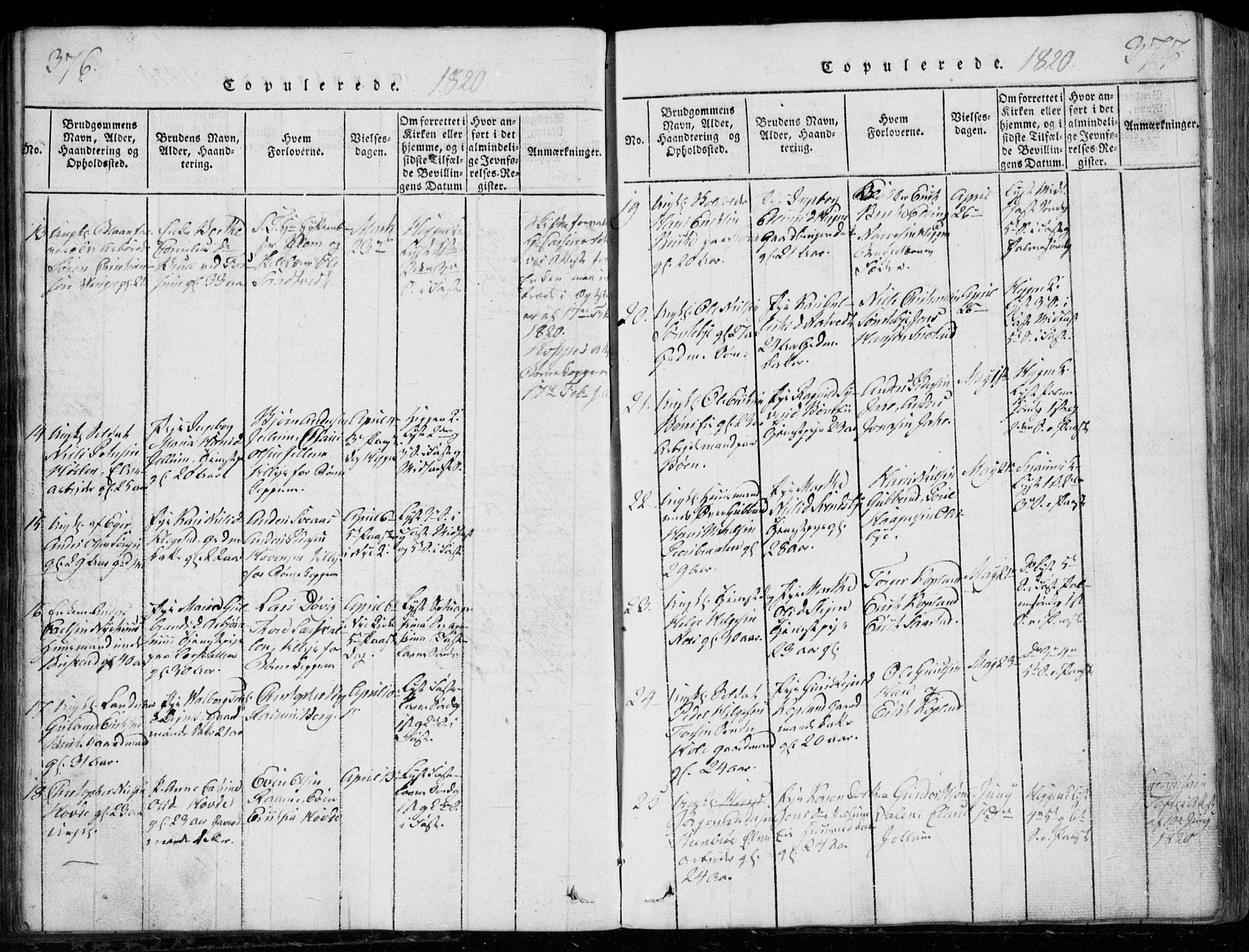 Modum kirkebøker, SAKO/A-234/G/Ga/L0001: Parish register (copy) no. I 1, 1818-1824, p. 376-377