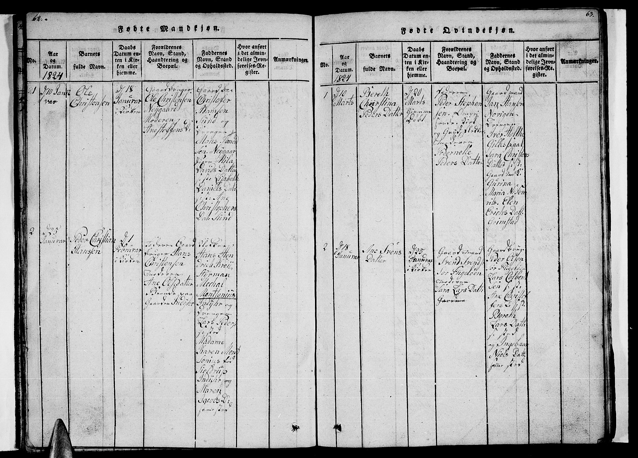 Ministerialprotokoller, klokkerbøker og fødselsregistre - Nordland, AV/SAT-A-1459/805/L0105: Parish register (copy) no. 805C01, 1820-1839, p. 62-63