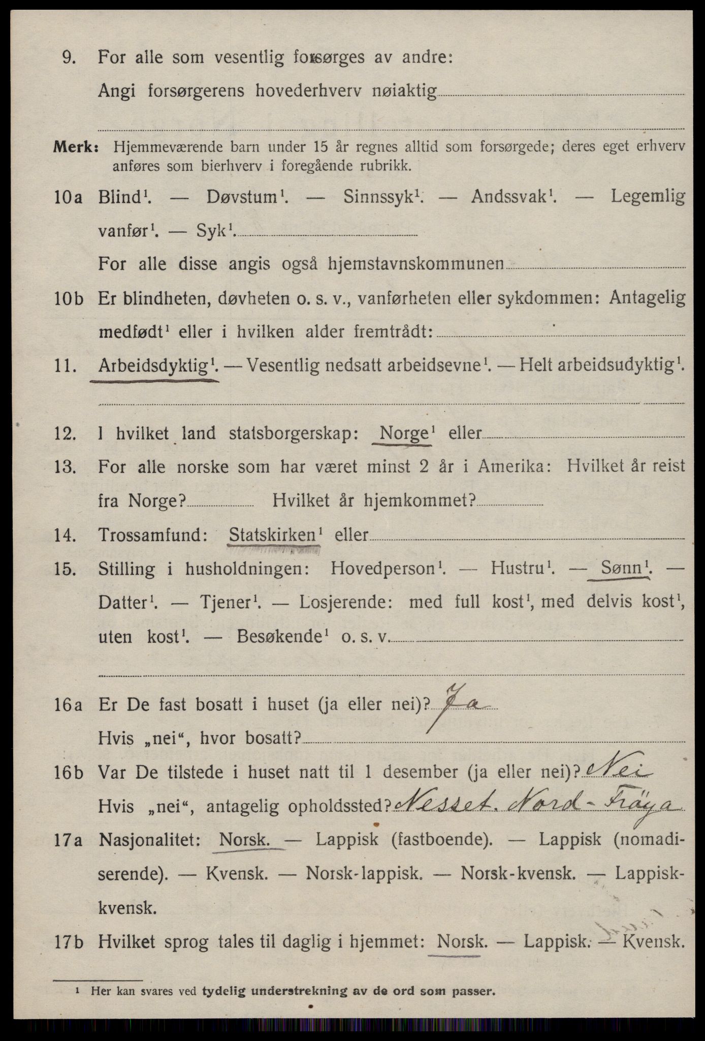 SAT, 1920 census for Ørland, 1920, p. 1358