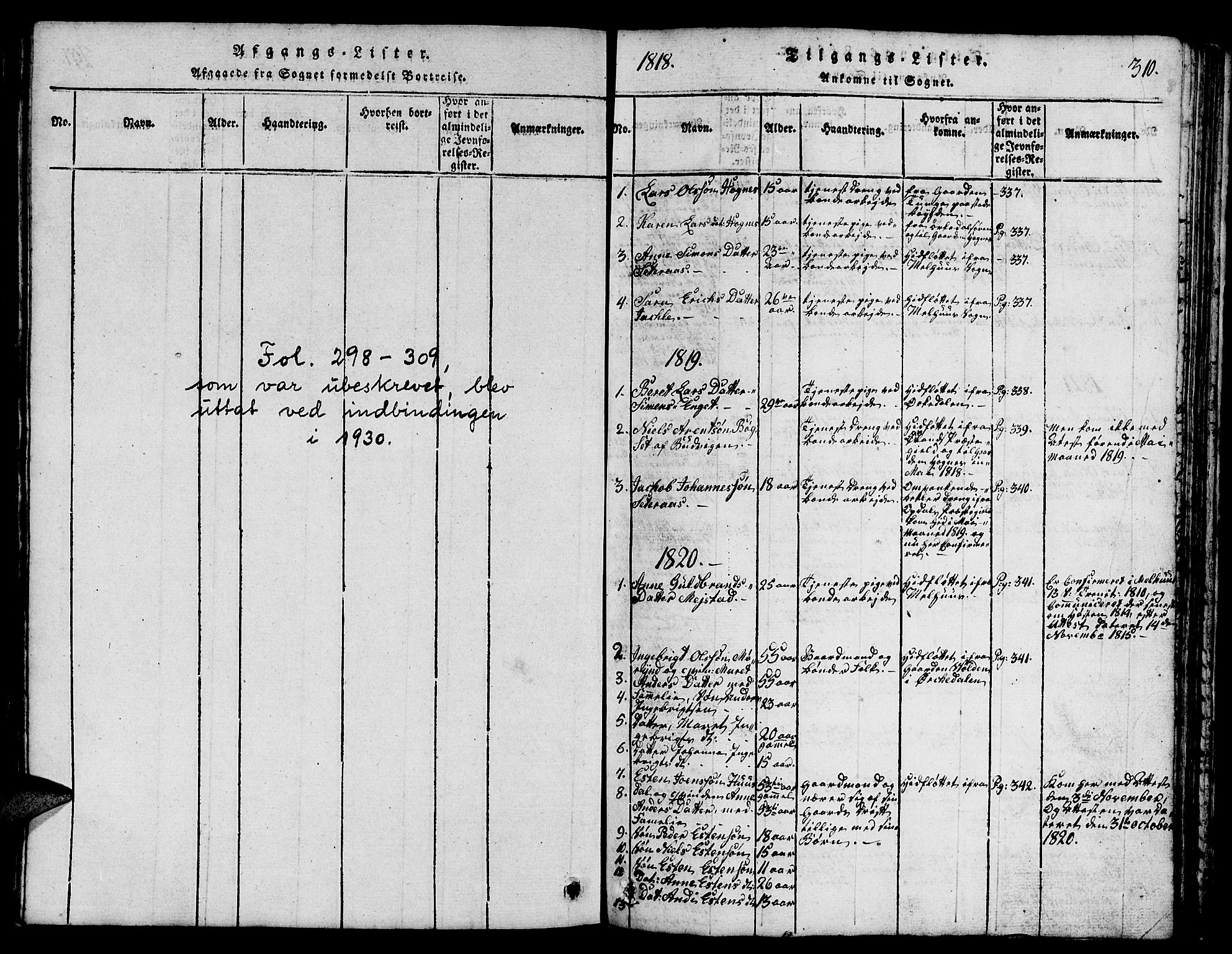 Ministerialprotokoller, klokkerbøker og fødselsregistre - Sør-Trøndelag, SAT/A-1456/665/L0776: Parish register (copy) no. 665C01, 1817-1837, p. 310