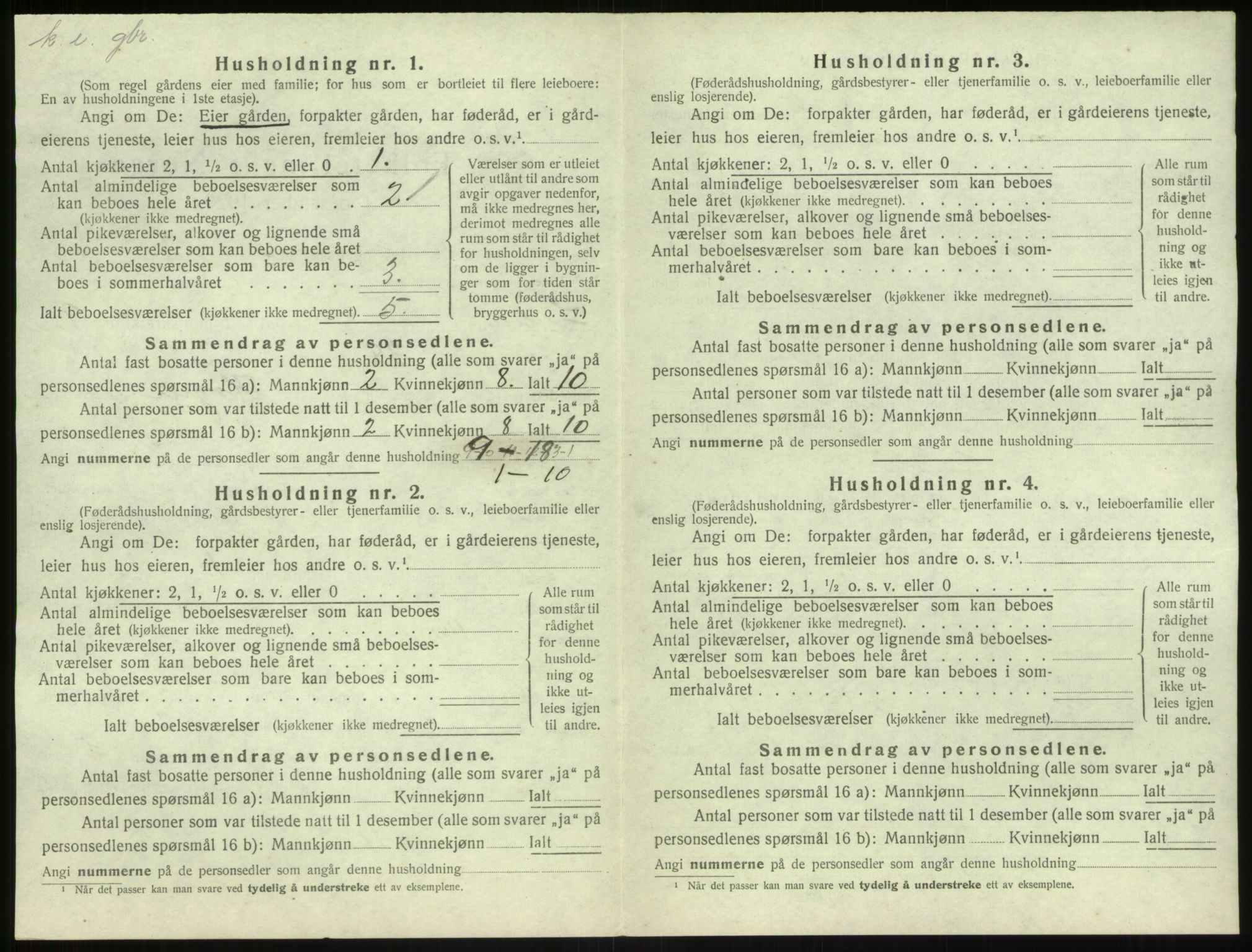 SAB, 1920 census for Solund, 1920, p. 484