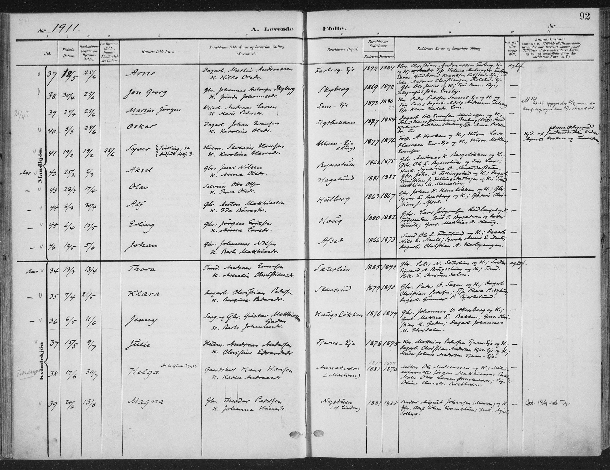 Ringsaker prestekontor, AV/SAH-PREST-014/K/Ka/L0018: Parish register (official) no. 18, 1903-1912, p. 92